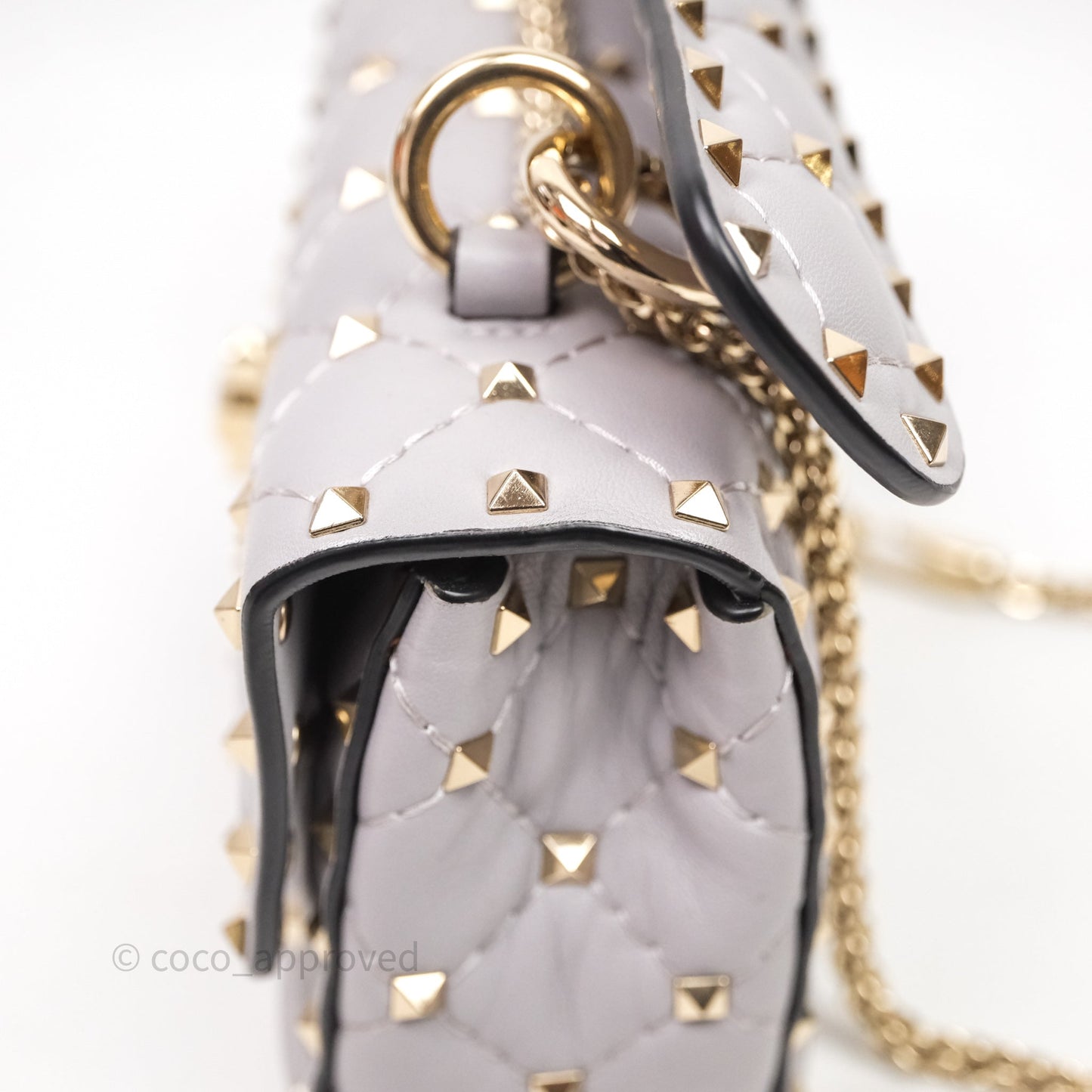 Valentino Small Nappa Rockstud Spike Bag Grey Gold Hardware