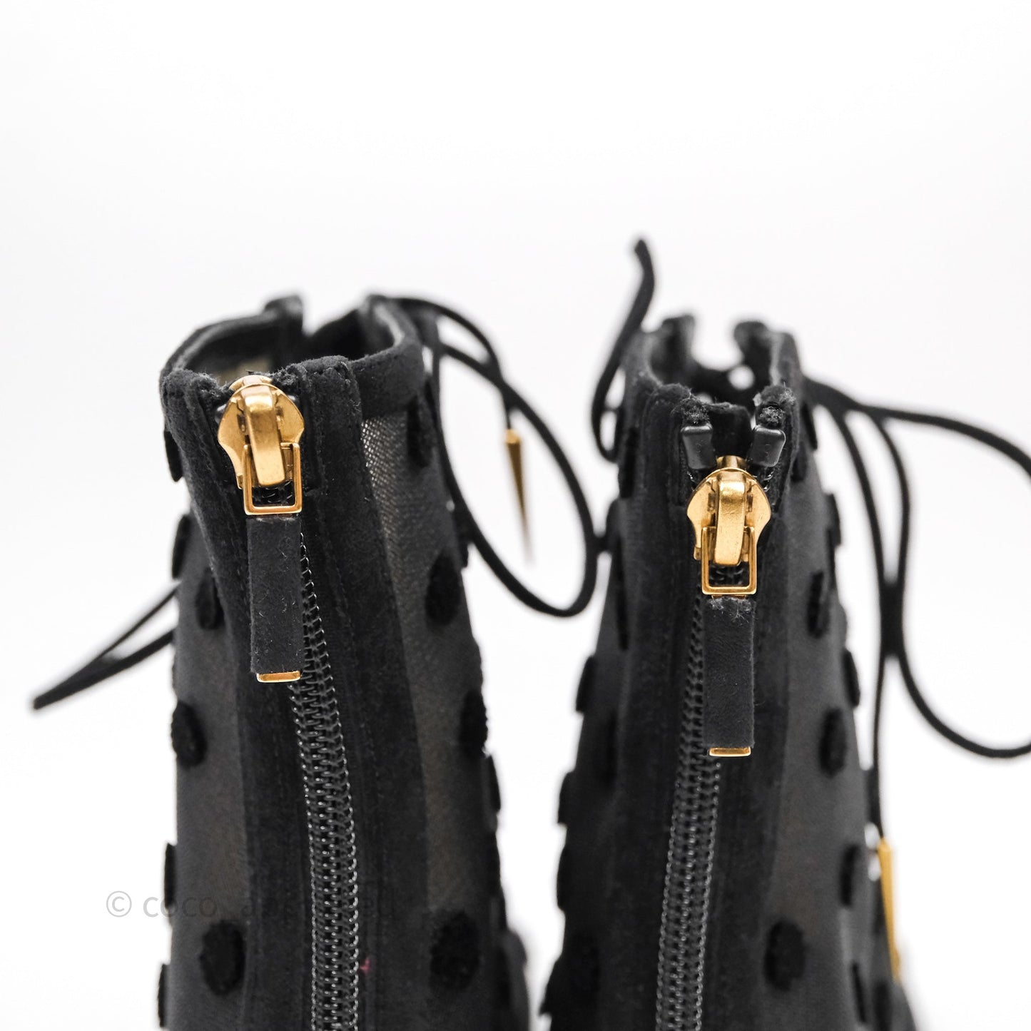 Christian Dior Mesh Polka-Dot Boots Black Size 39