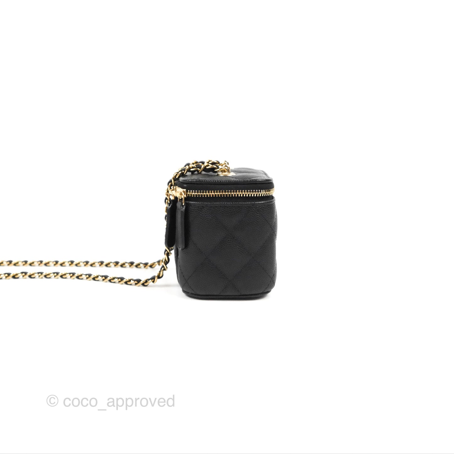 Chanel Mini Vanity With Chain Black Caviar Gold Hardware