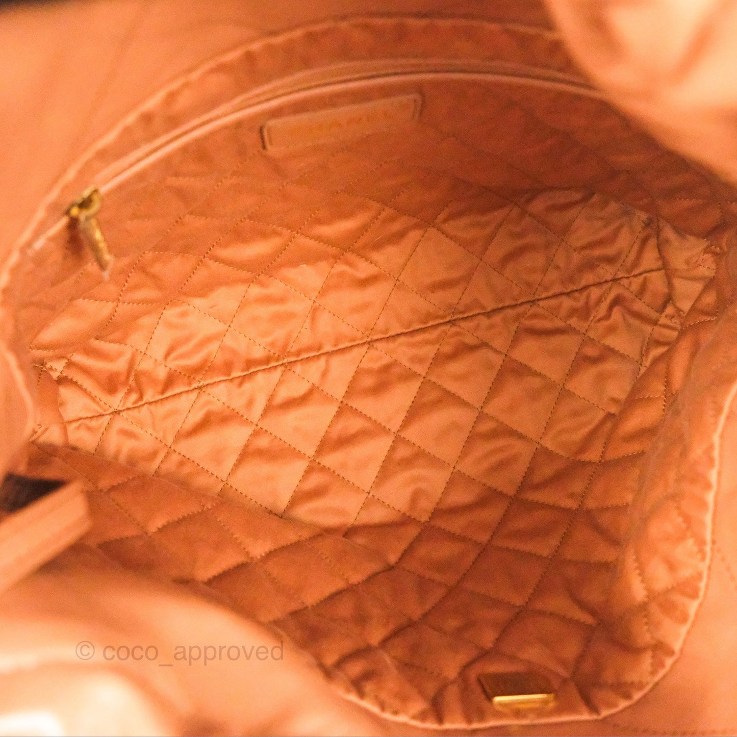 Chanel 22 Small Caramel Beige Shiny Calfskin Aged Gold Hardware