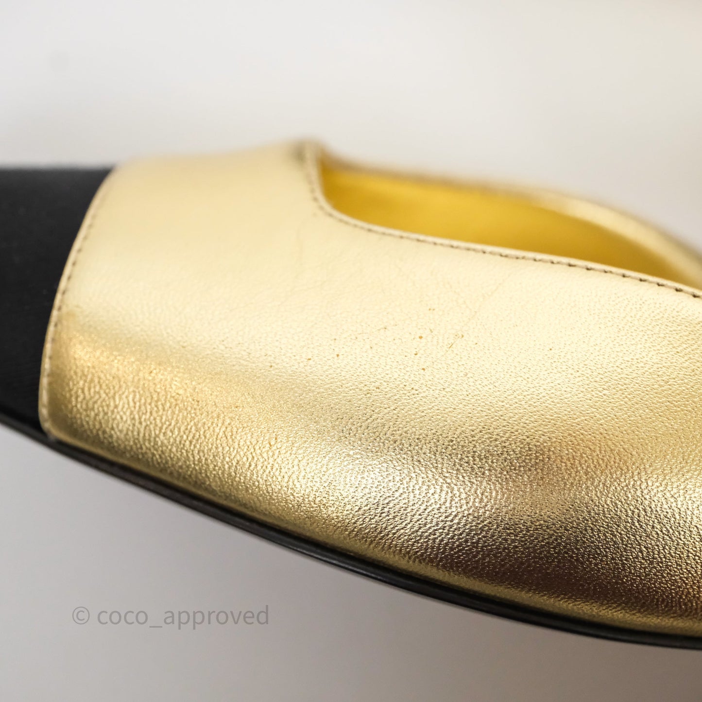 Chanel Bow Two-Tone Slingback Flats Gold/ Black Size 37.5