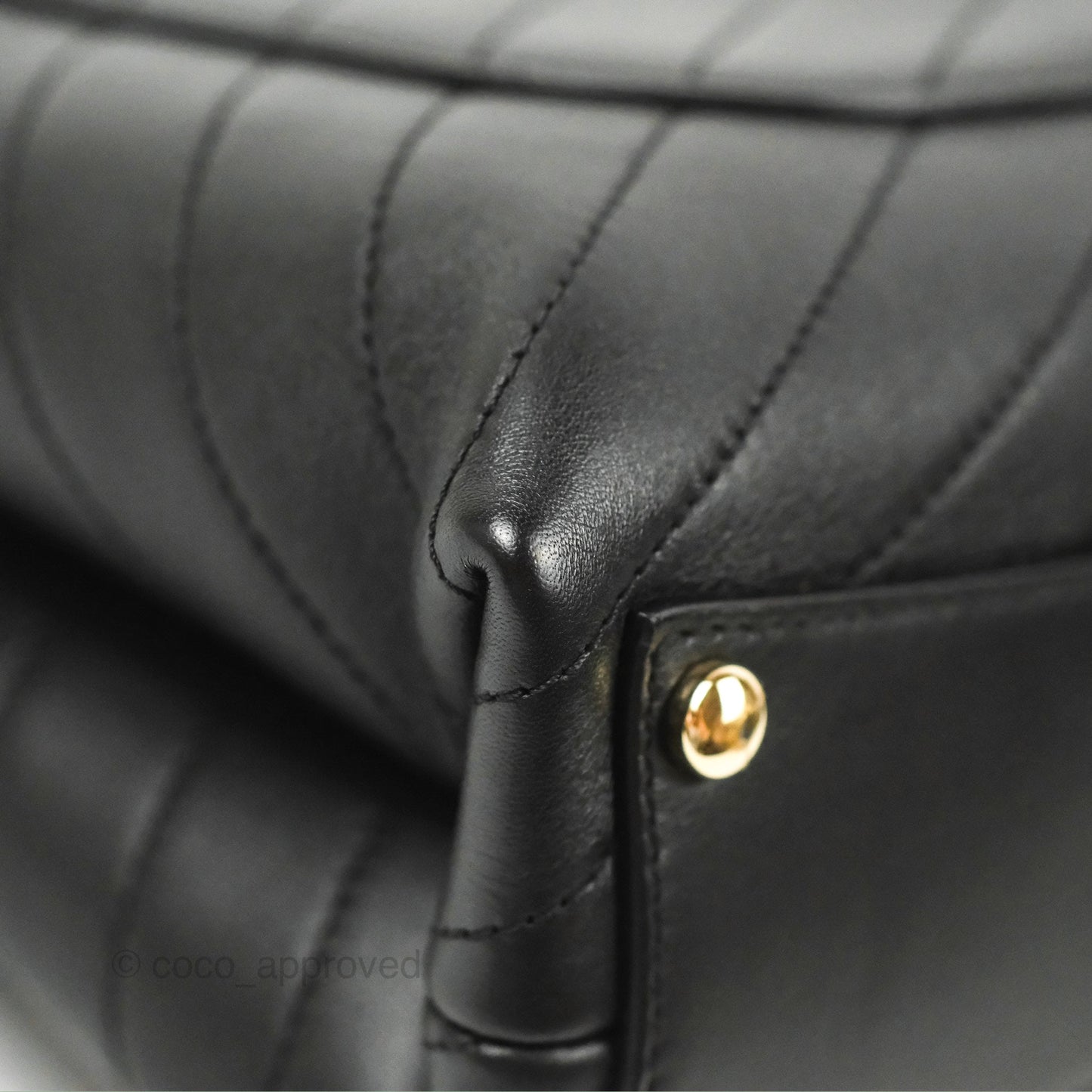 Chanel Chevron Stitched Coco Flap Bag Black Calfskin Gold Hardware