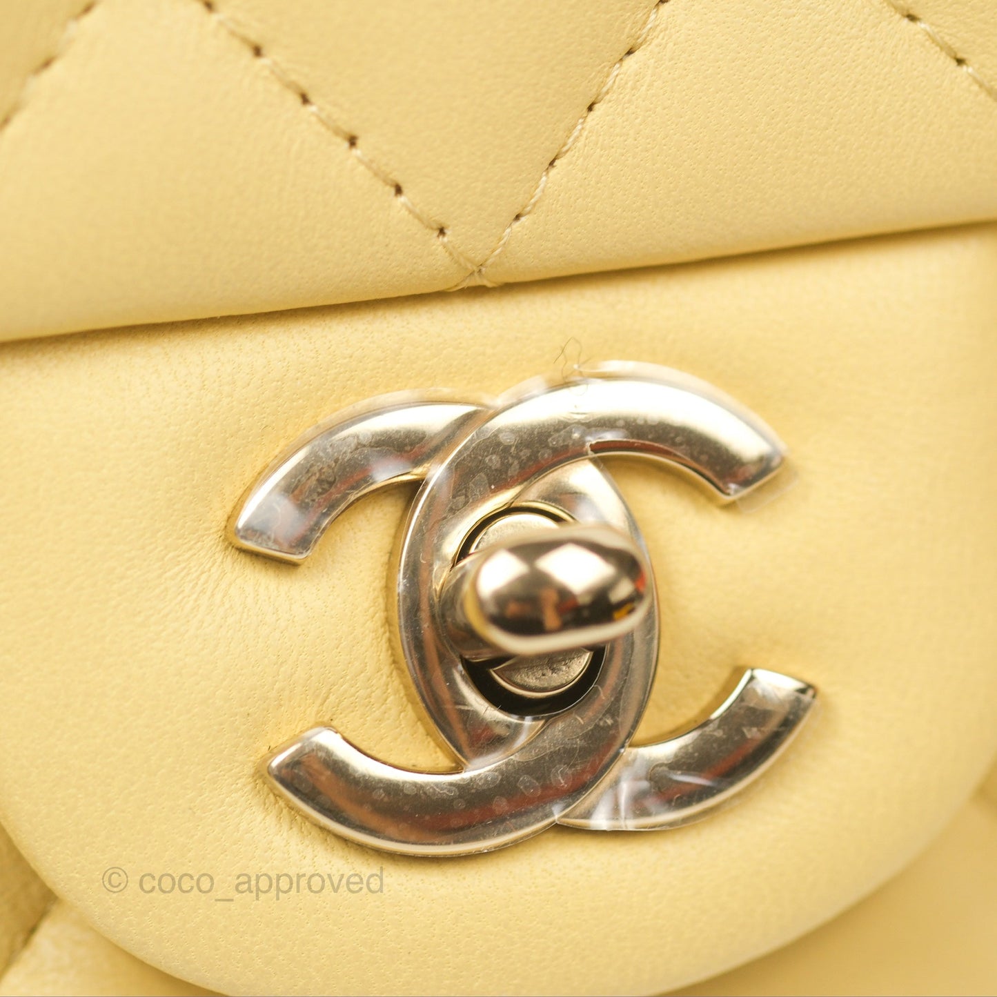 Chanel Quilted Mini Square Yellow Lambskin Gold Hardware