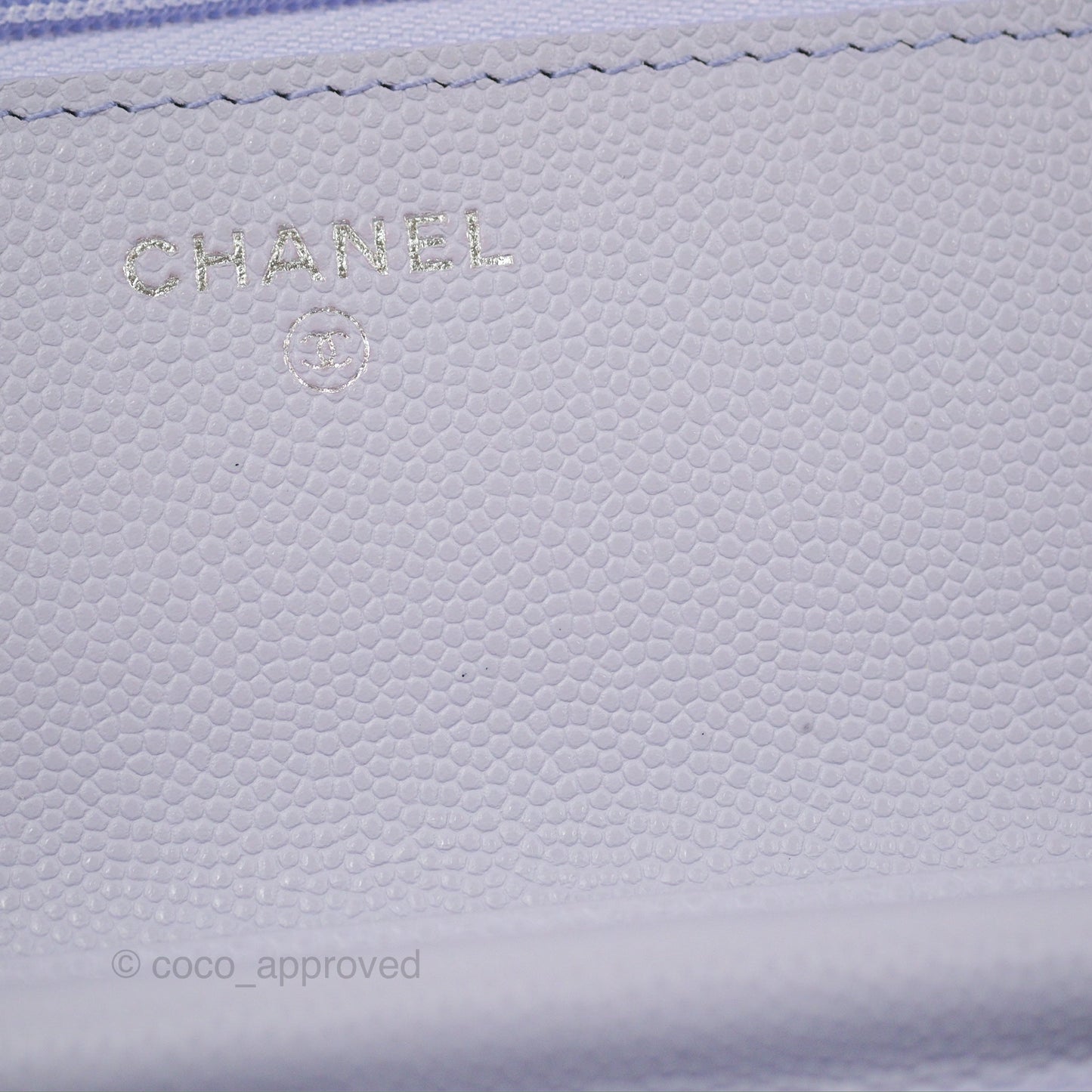 Chanel Quilted Classic Wallet on Chain WOC Lilac Caviar Silver Hardware