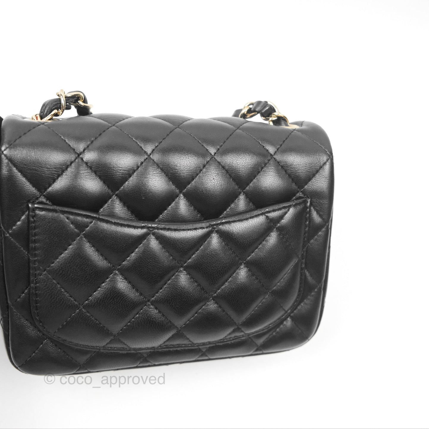 Chanel Mini Square Quilted Black Lambskin Gold Hardware