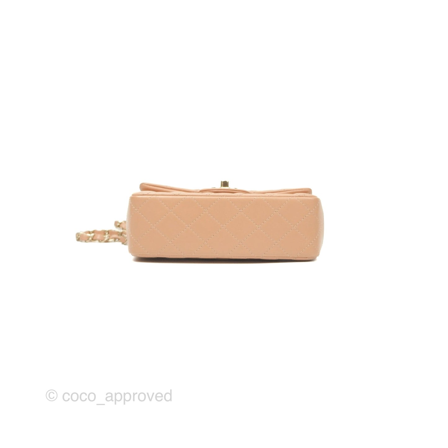 Chanel Quilted Mini Rectangular Beige Lambskin Gold Hardware
