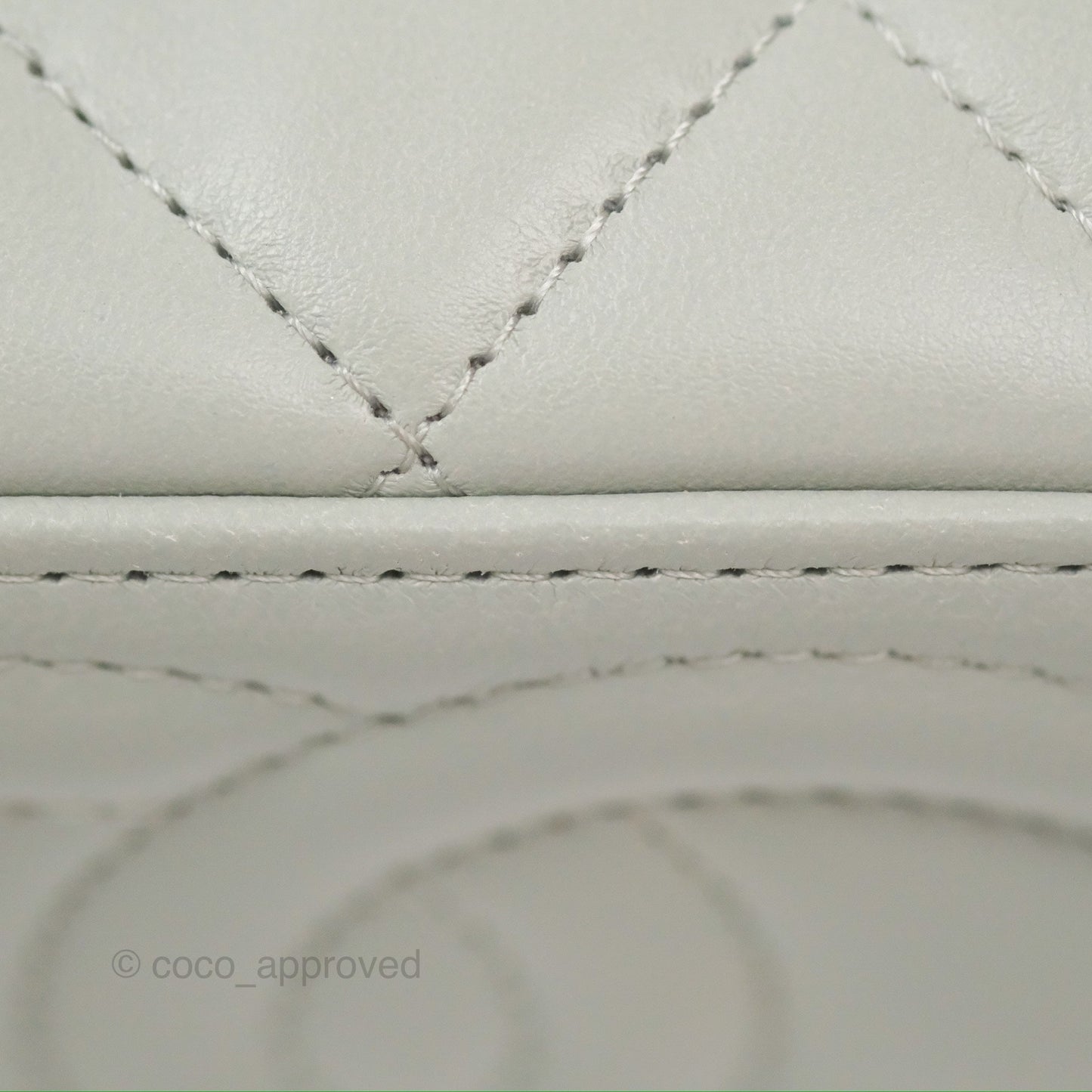 Chanel Quilted Vanity Rectangular with Chain Grey Blue Lambskin Gold Hardware