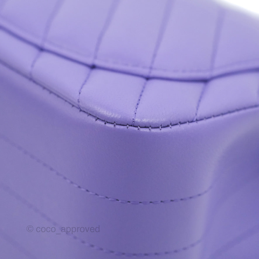 Chanel Mini Square Chevron Purple Lambskin Gold Hardware