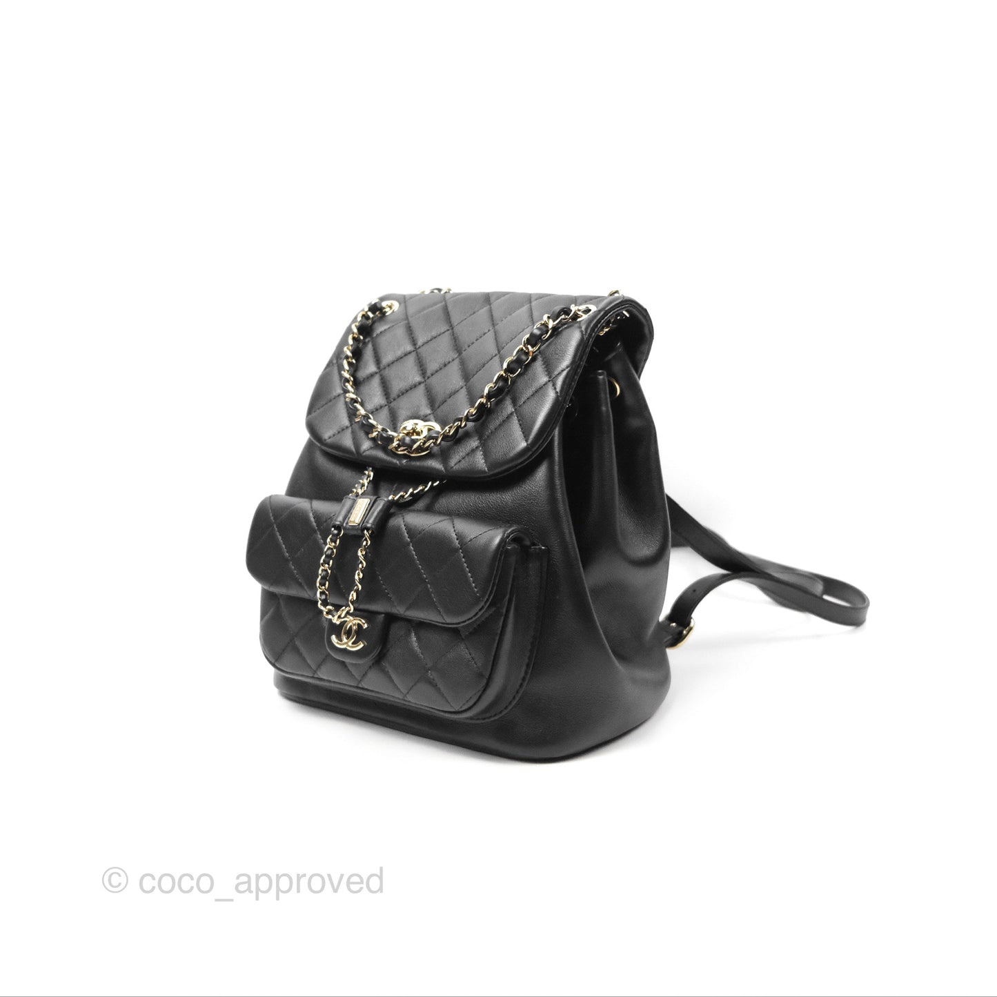 Chanel Quilted Large Duma Drawstring Backpack Black Lambskin