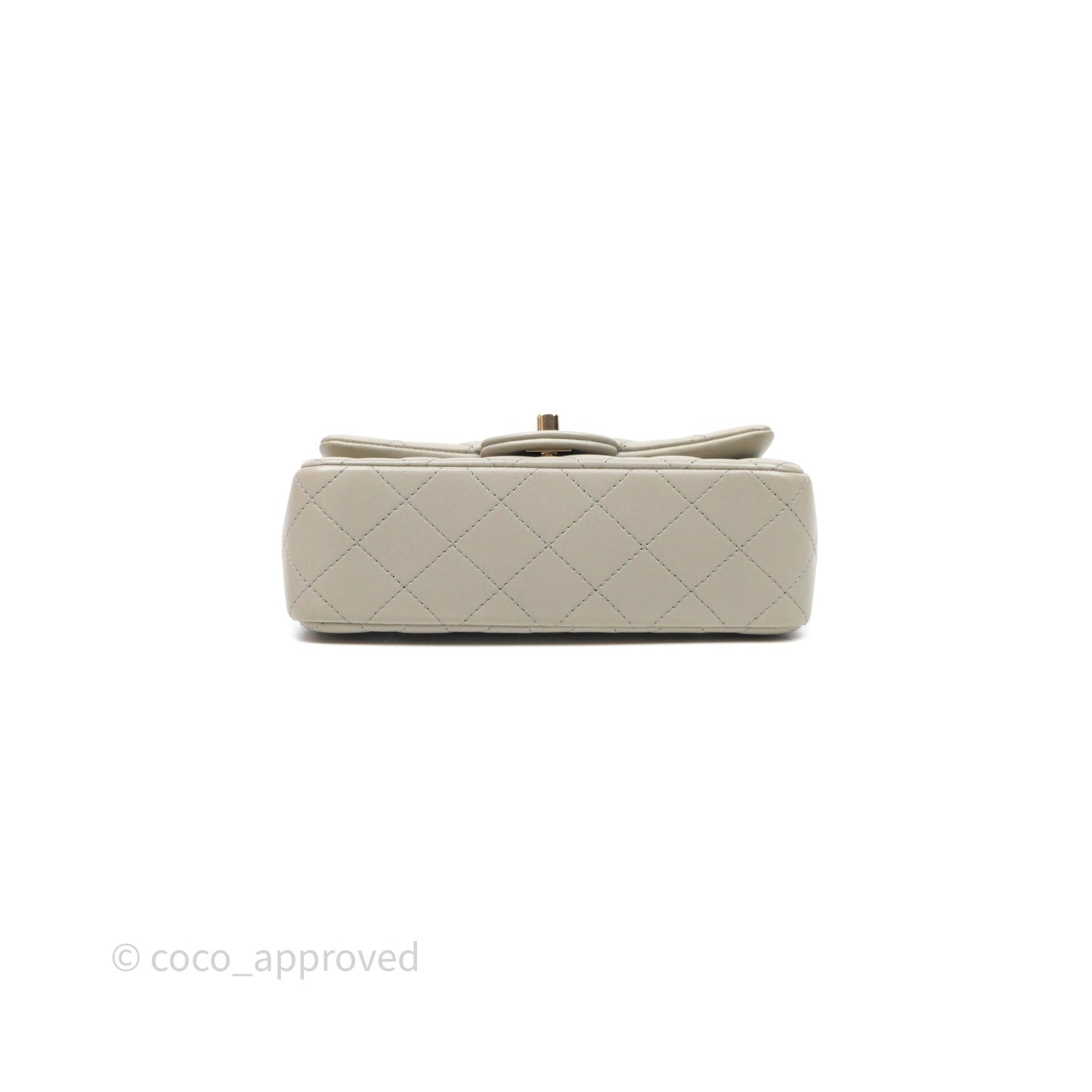 Chanel Mini Rectangular Flap Quilted Light Grey Lambskin Gold Hardware 22C