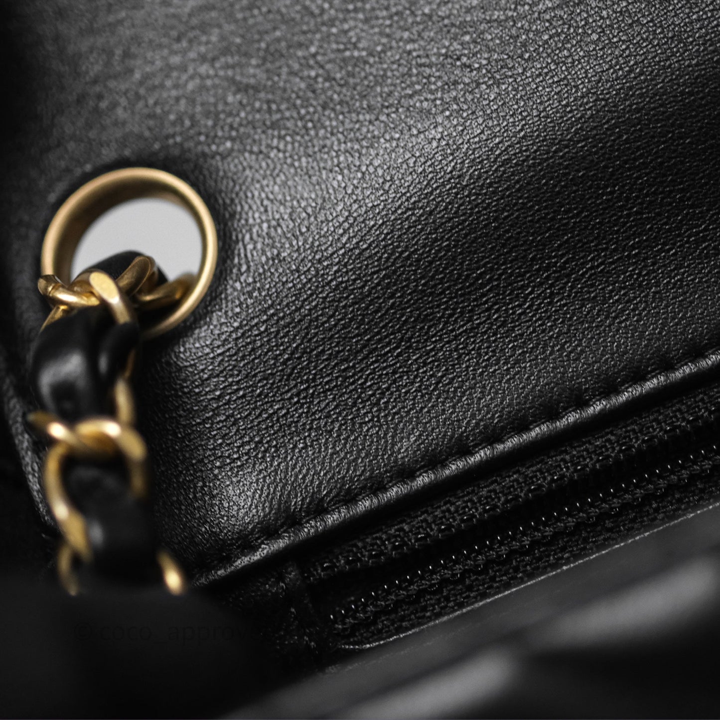 Chanel Mini Square Flap Chevron Black Lambskin Aged Gold Hardware