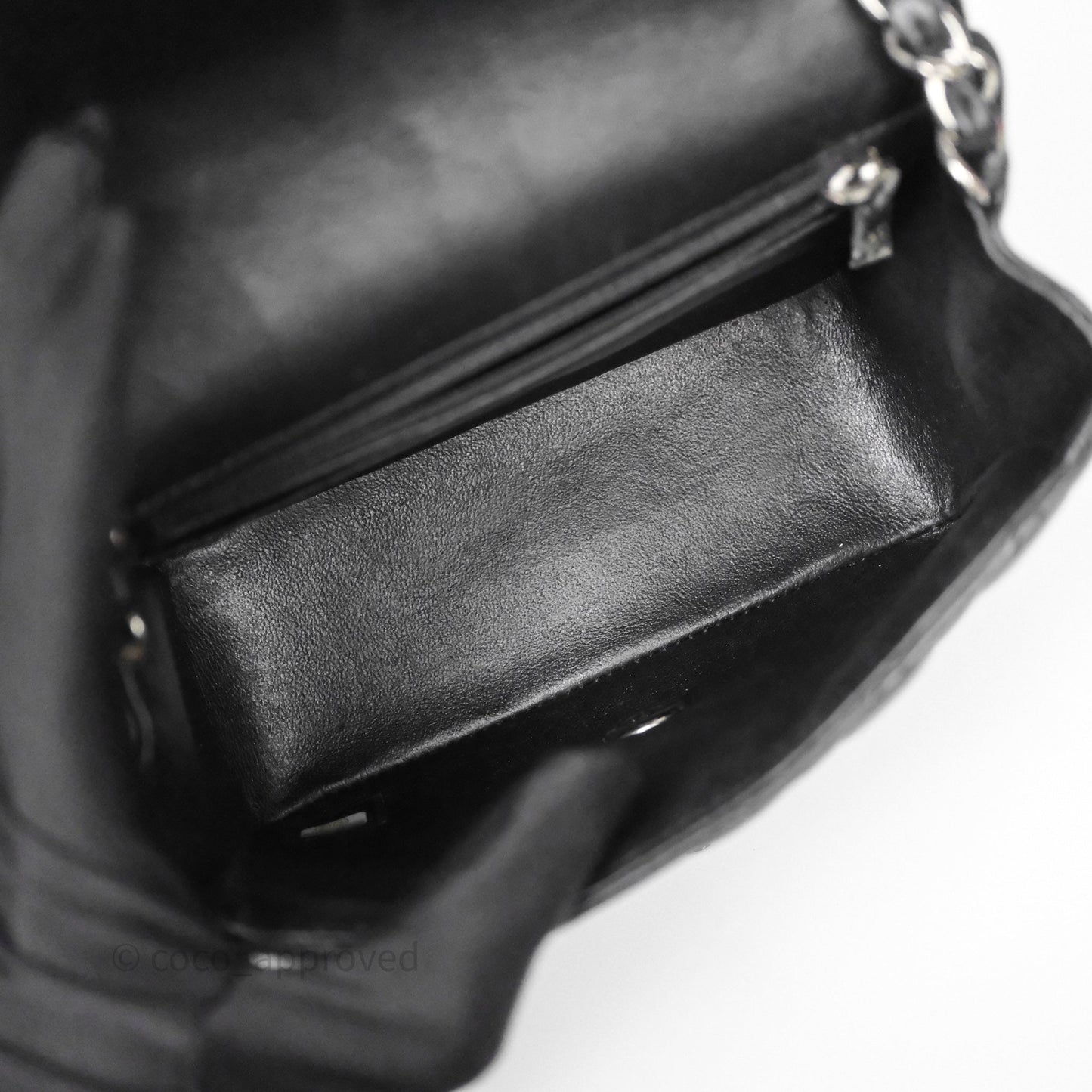 Chanel Mini Square Quilted Black Lambskin Silver Hardware