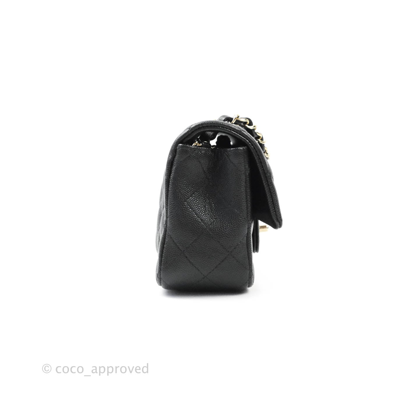 Chanel Classic Quilted Mini Rectangular Flap Black Caviar Gold Hardware 18B