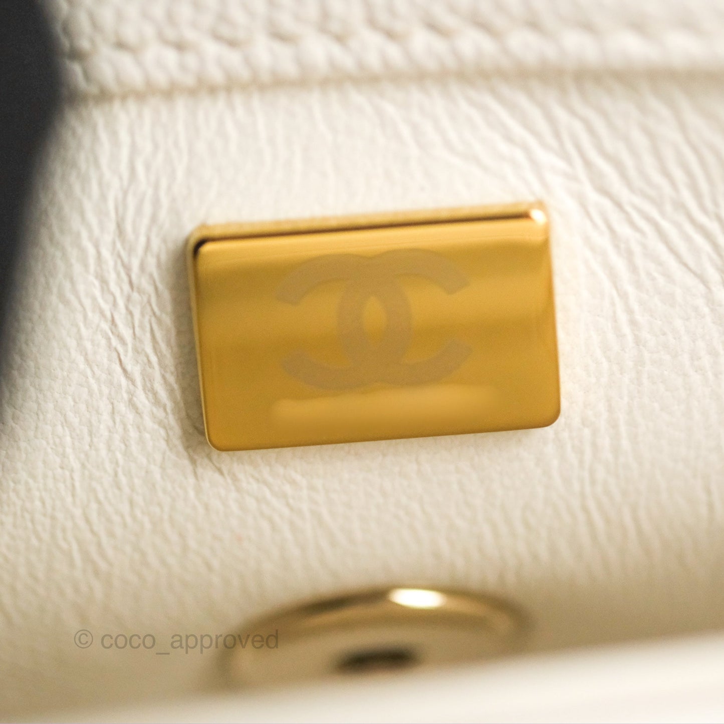 Chanel Mini Coco Handle Quilted Ivory White Caviar Gold Hardware