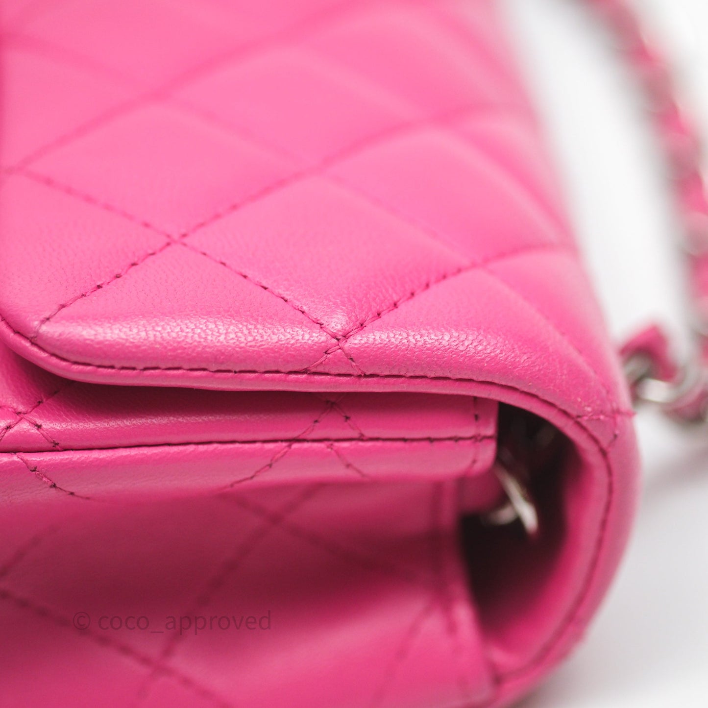 Chanel Mini Rectangular Quilted Dark Pink Lambskin Silver Hardware