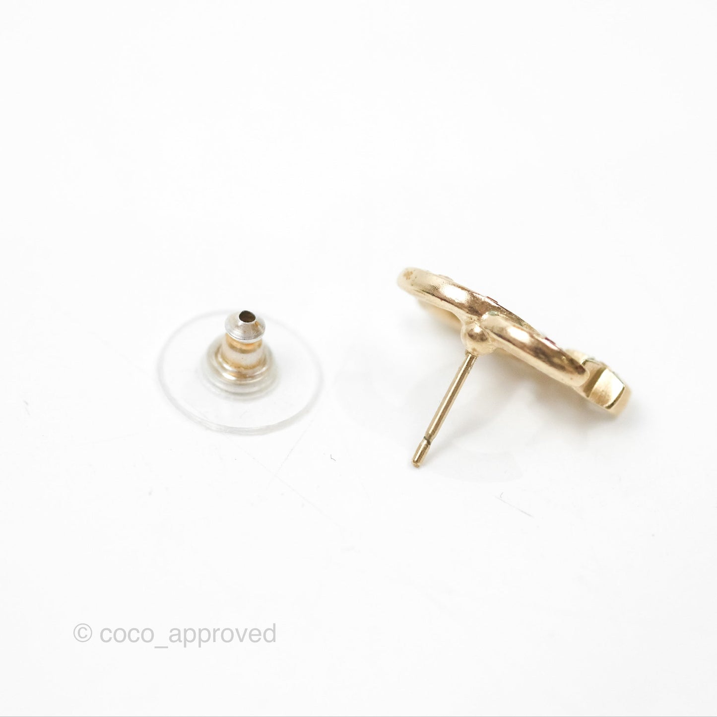 Chanel Crystal CC Star Earrings Gold Tone 21S