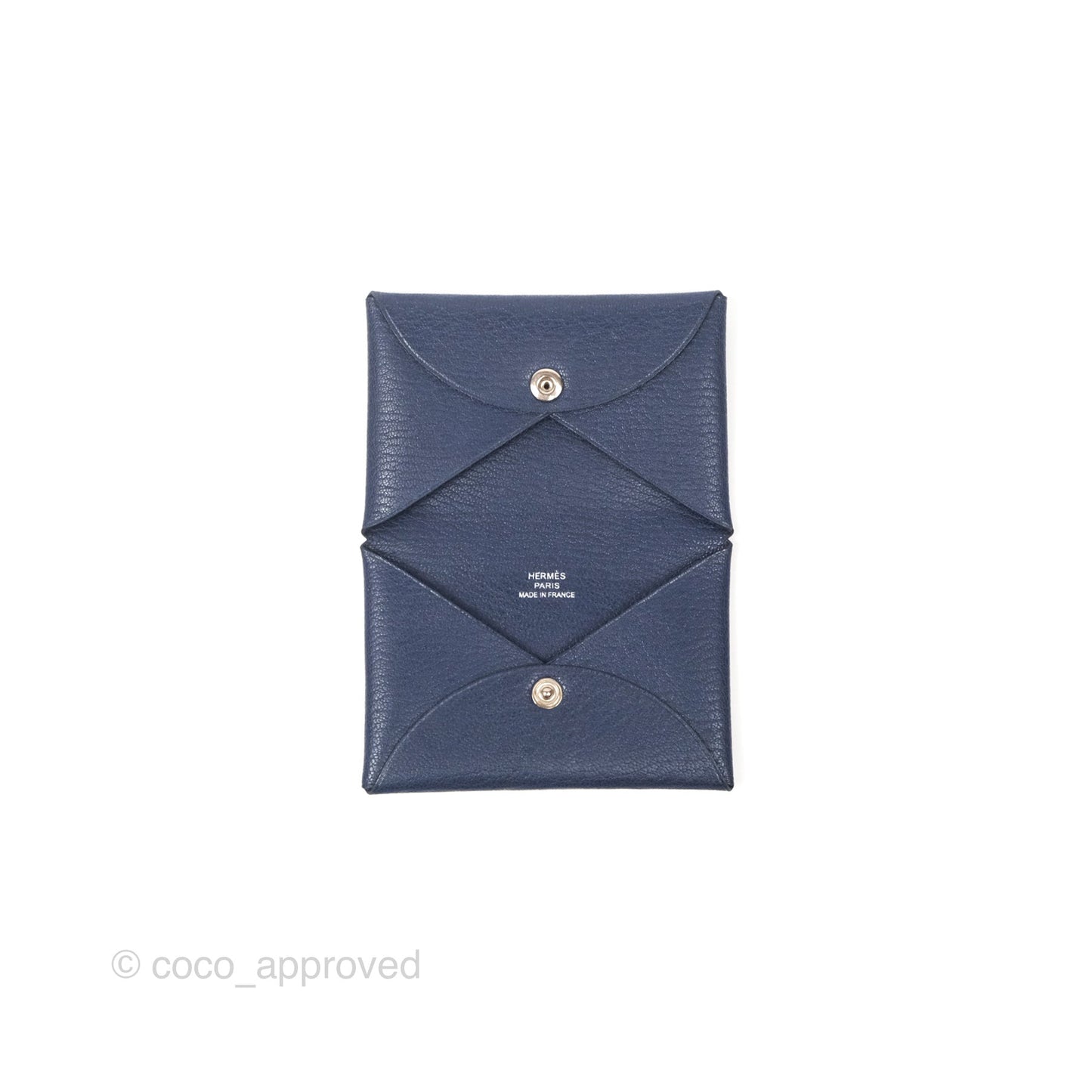 Hermès Calvi Card Holder Bleu Nuit 2Z Chevre Mysore