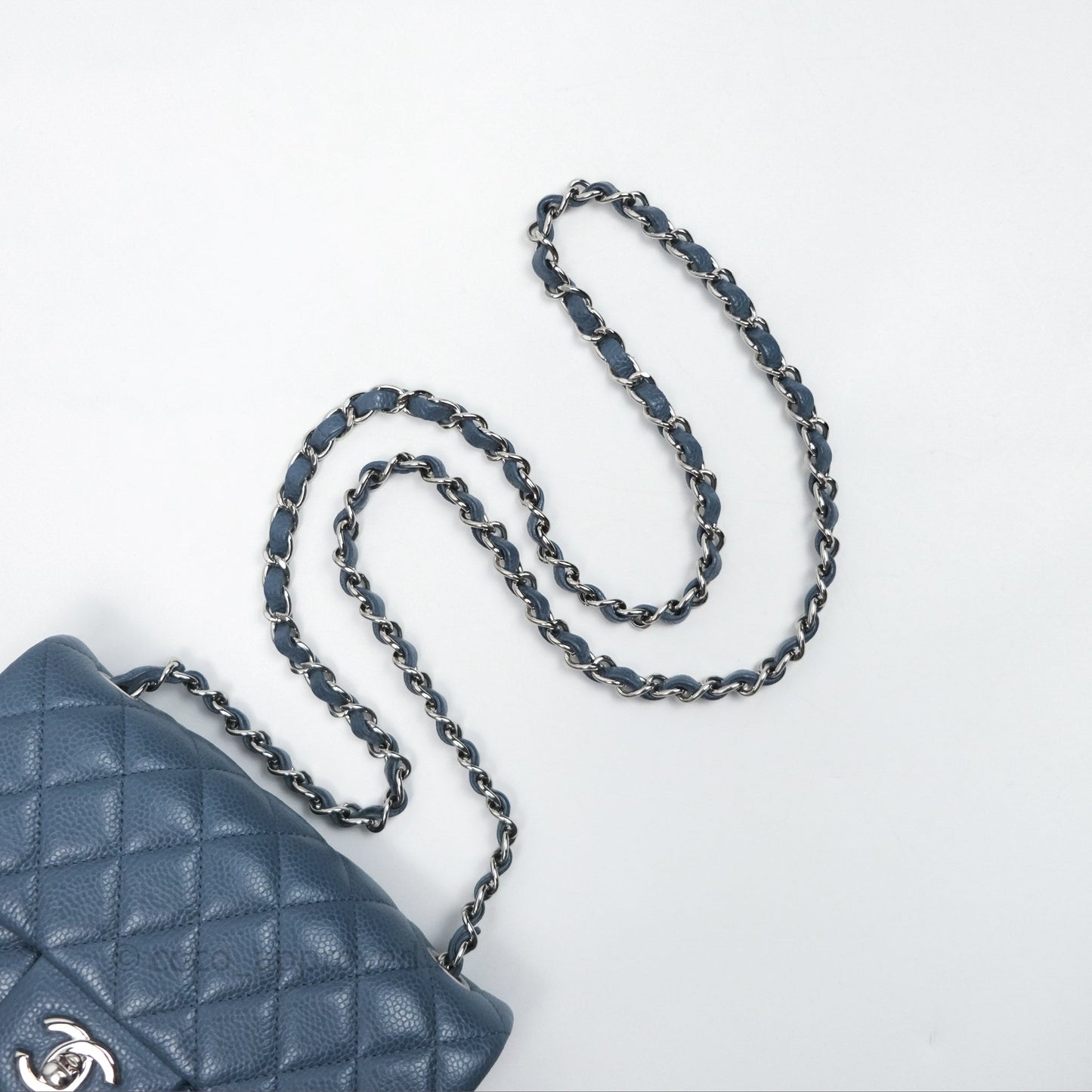Chanel Quilted Mini Rectangular Blue Caviar Silver Hardware