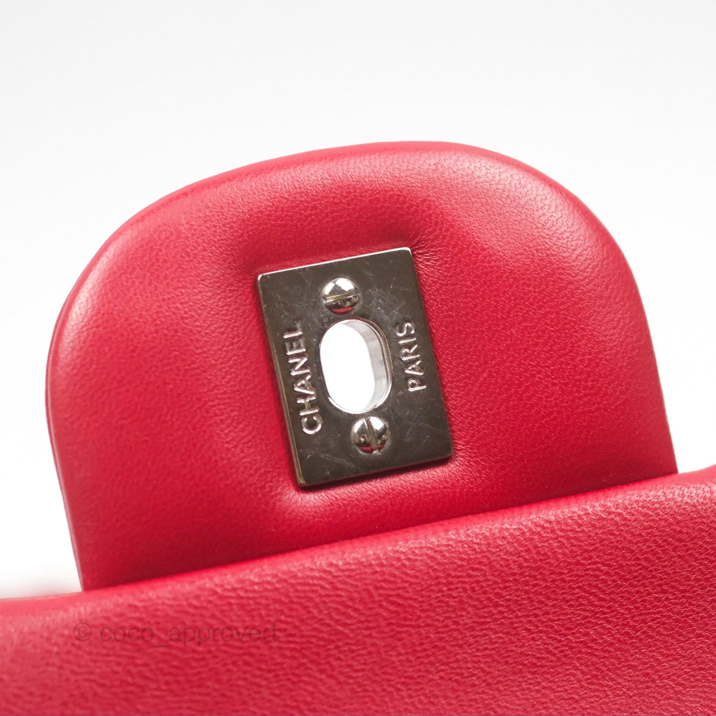 Chanel Jumbo Double Flap Red Lambskin Silver Hardware