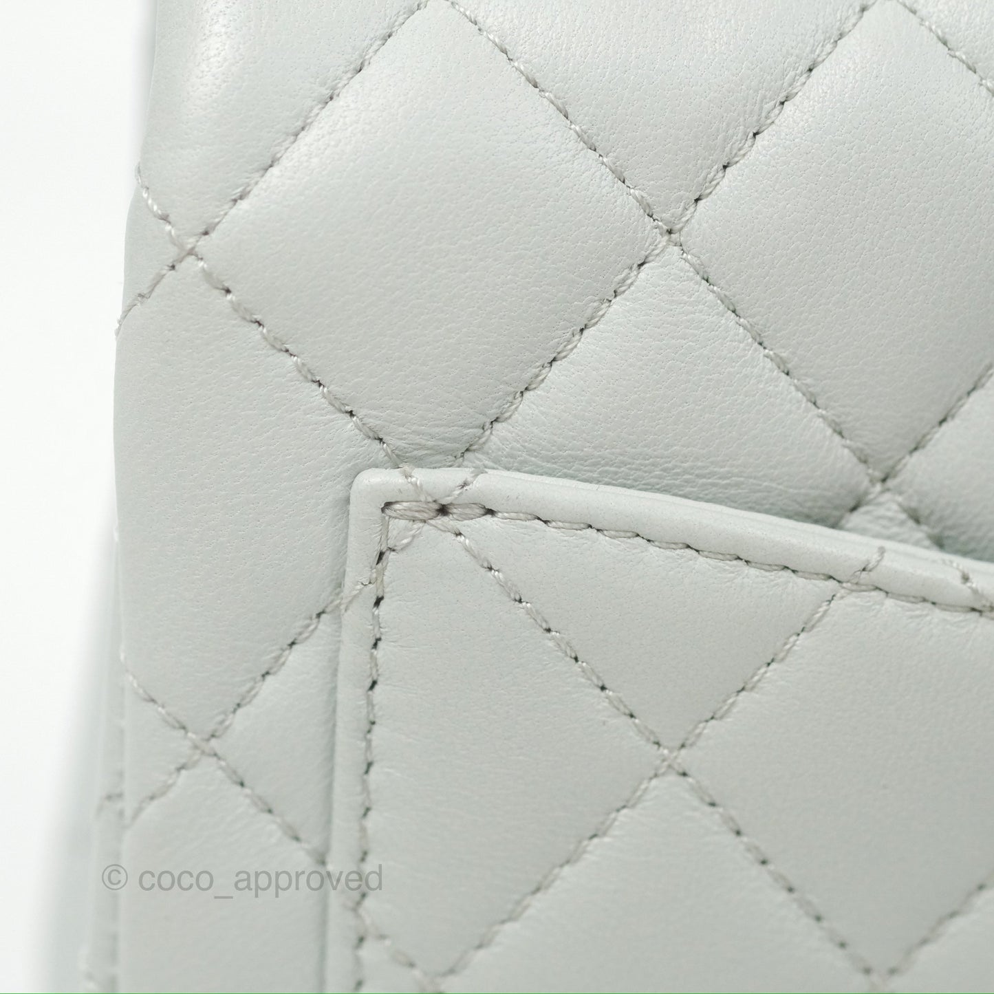 Chanel Quilted Mini Square Flap with Camellia Adjustable Chain Blue Clair Lambskin 23S
