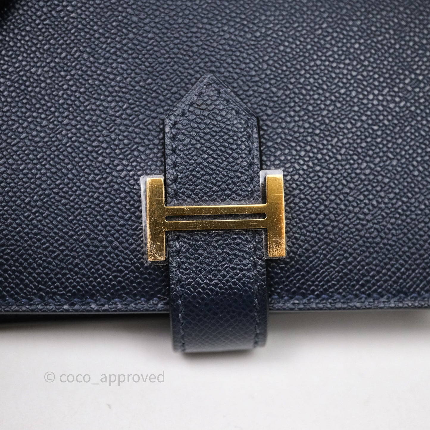 Hermès Bearn Mini Wallet Bleu Nuit 2Z Epsom Gold Hardware
