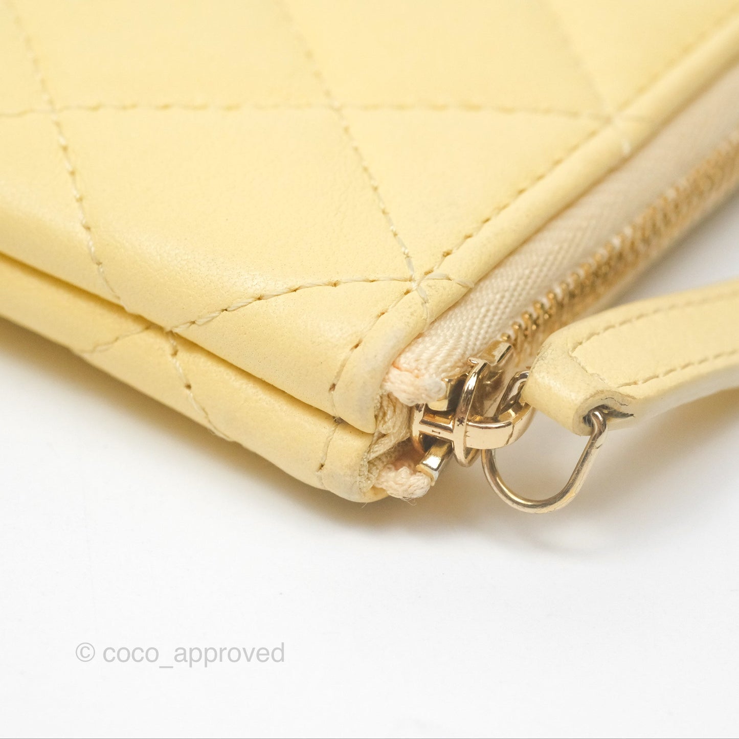 Chanel Quilted Mini O Case Yellow Lambskin Gold Hardware
