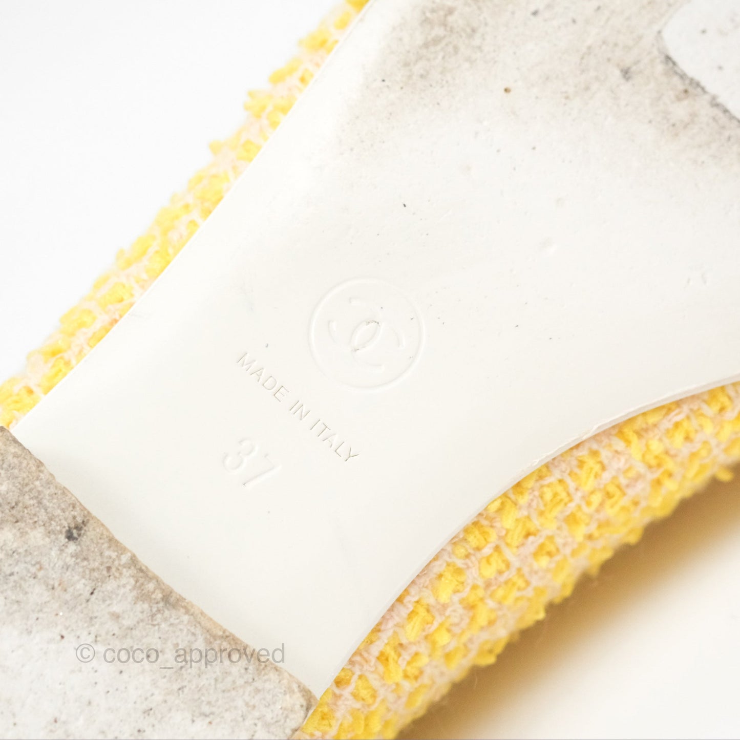 Chanel Ballerina Flats Yellow Tweed White Size 37