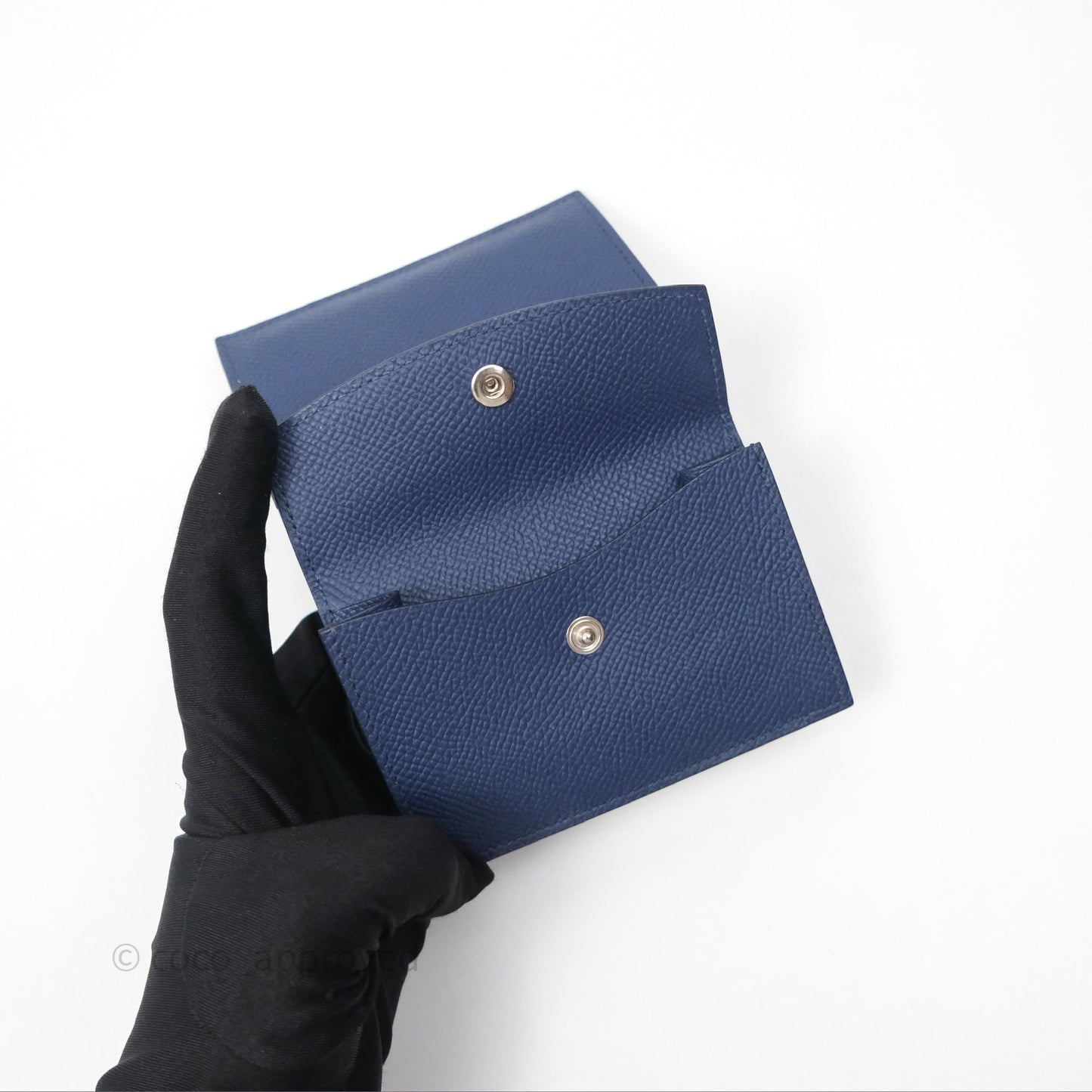 Hermès Bearn Mini Wallet Bleu Saphir 73 Epsom Palladium Hardware