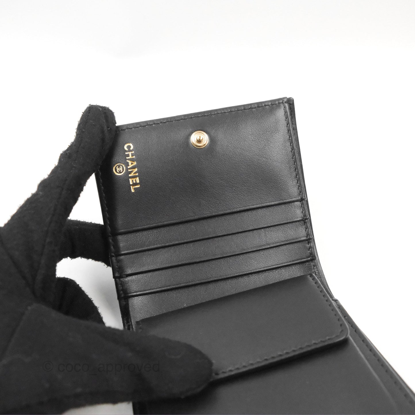 Chanel Small Wallet Black Caviar 23K
