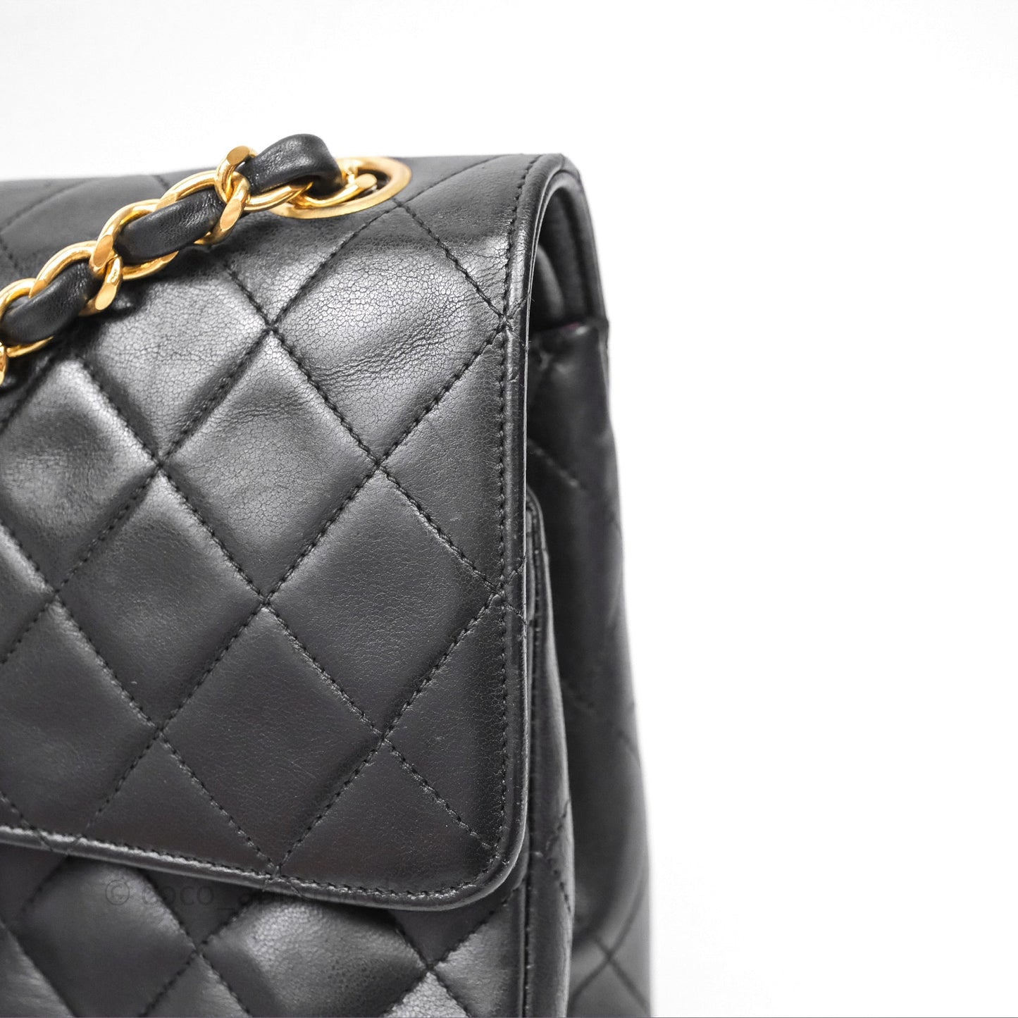 Chanel Classic Vintage Double Flap M/L Black Lambskin Gold Hardware