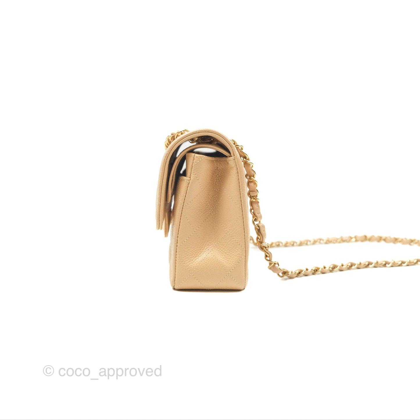 Chanel Small Quilted Classic Flap Beige Caviar Gold Hardware