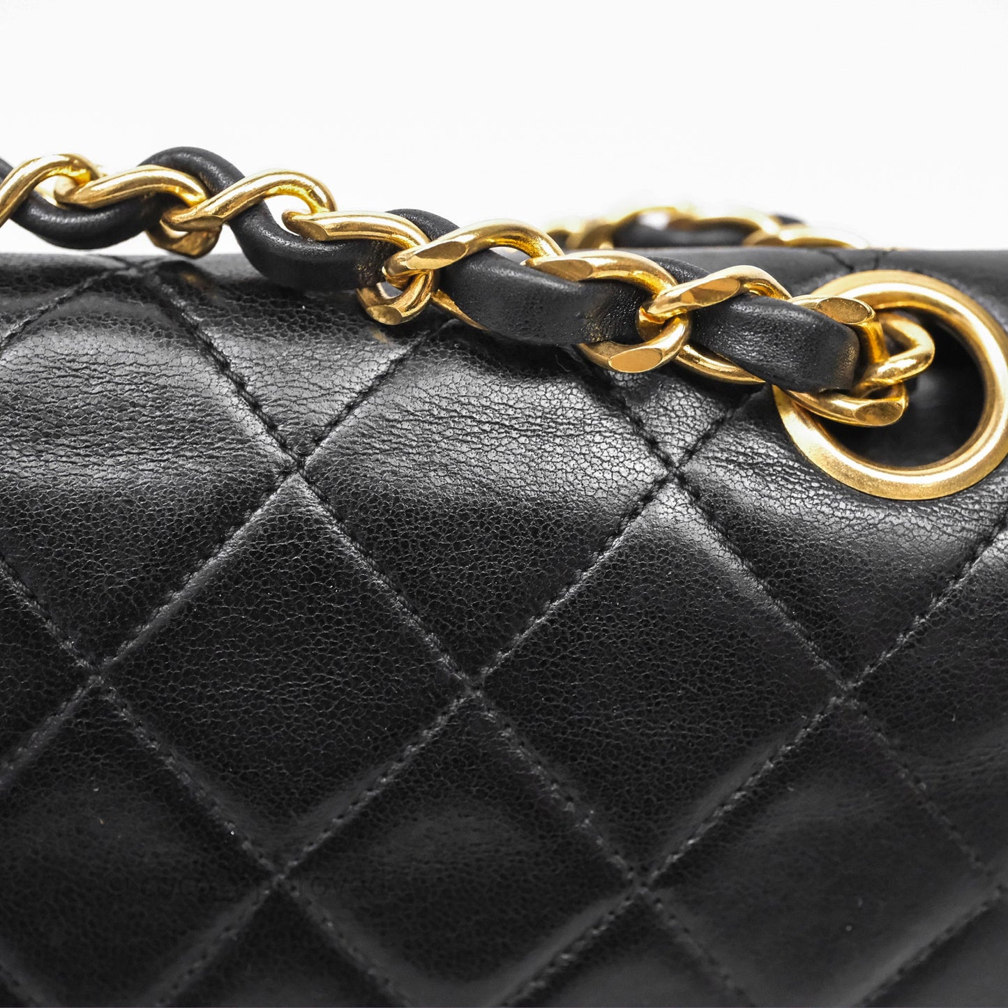 Chanel Vintage Lambskin Small Double Flap Bag Black Gold Hardware