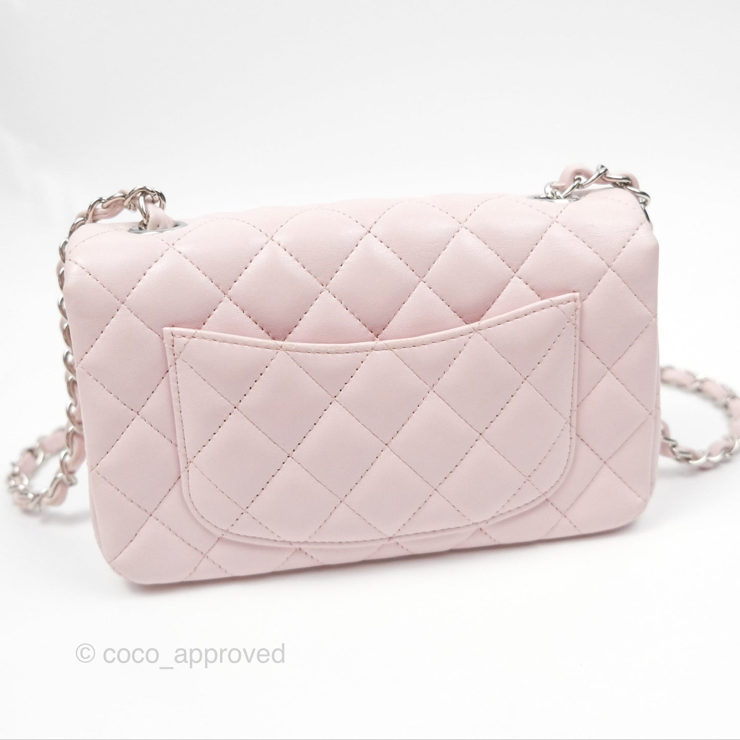 Chanel Quilted Mini Rectangular Light Pink Lambskin Silver Hardware