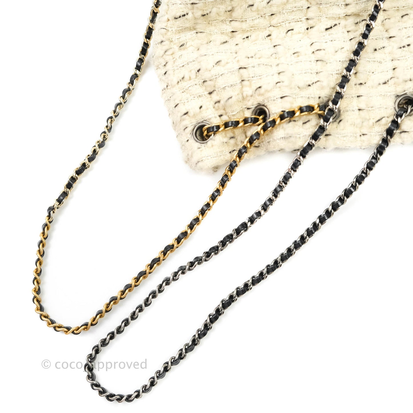 Chanel Medium Gabrielle Tweed Aged Calfskin Backpack in Cream Black