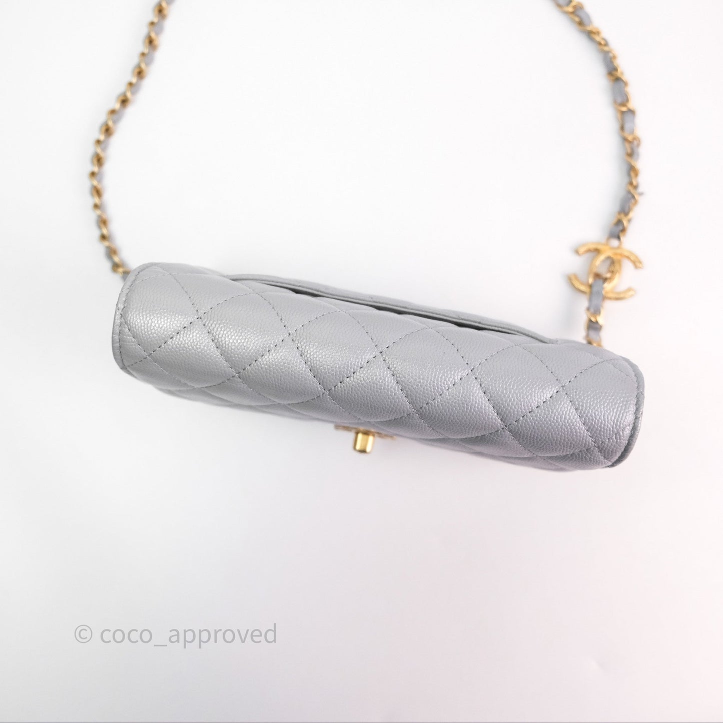 Chanel Wallet On Chain WOC Adjustable CC Chain Grey Caviar Aged Gold Hardware