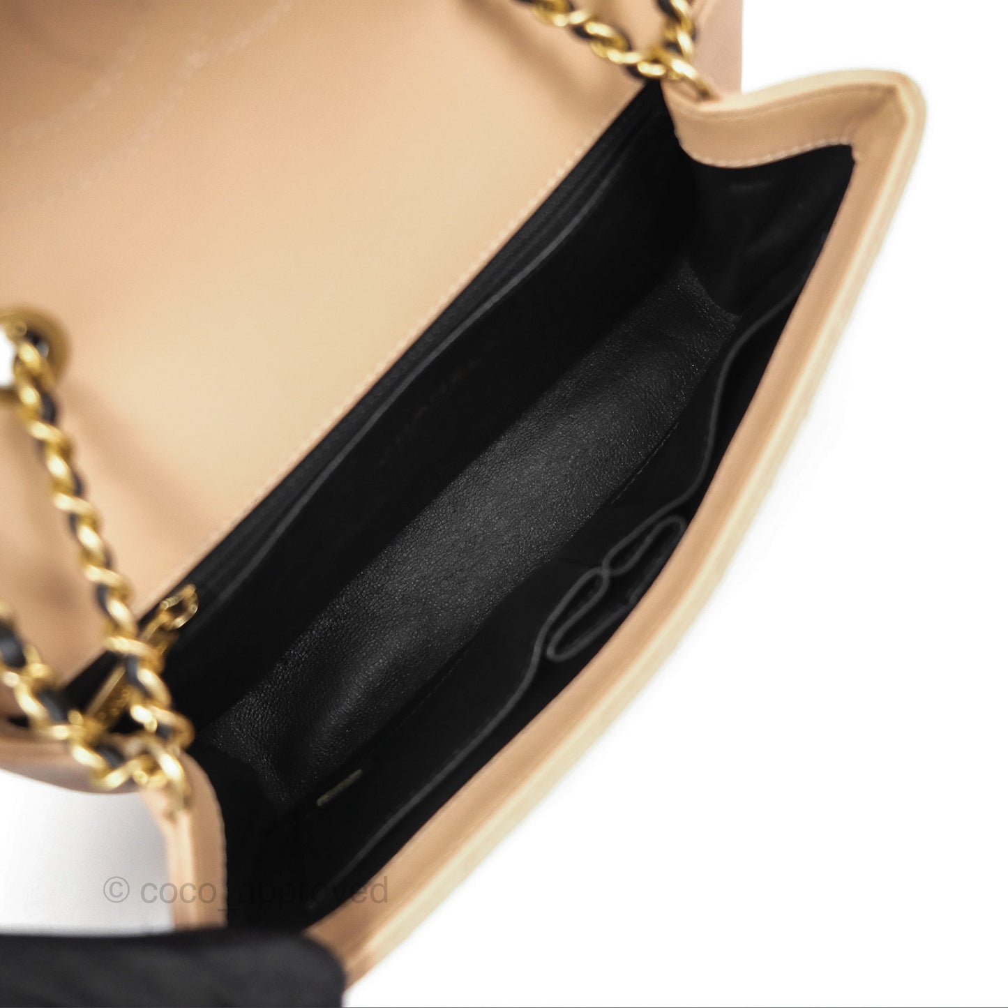Chanel Quilted Small CC Filigree Flap Beige Black Caviar