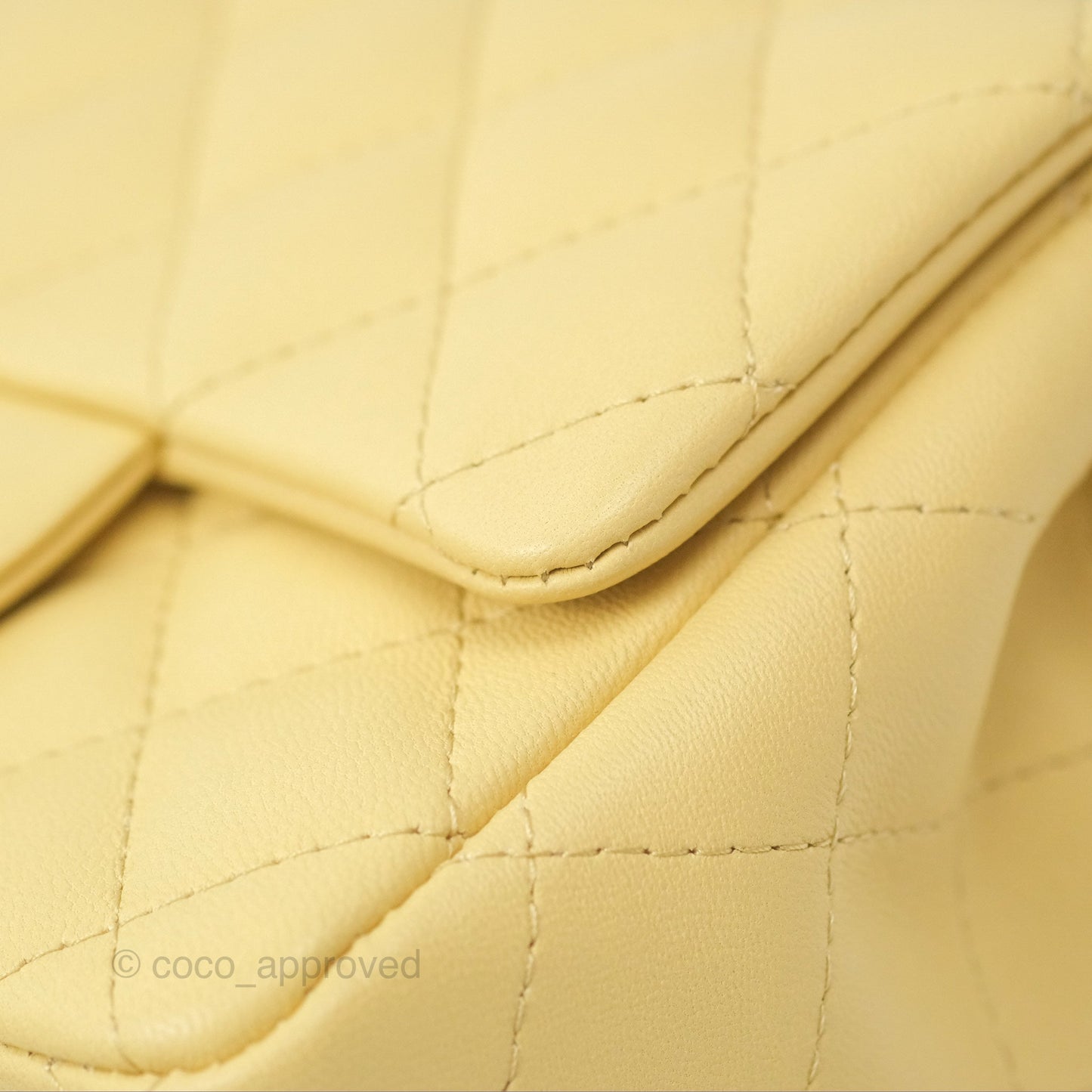 Chanel Mini Square Quilted Yellow Lambskin Gold Hardware