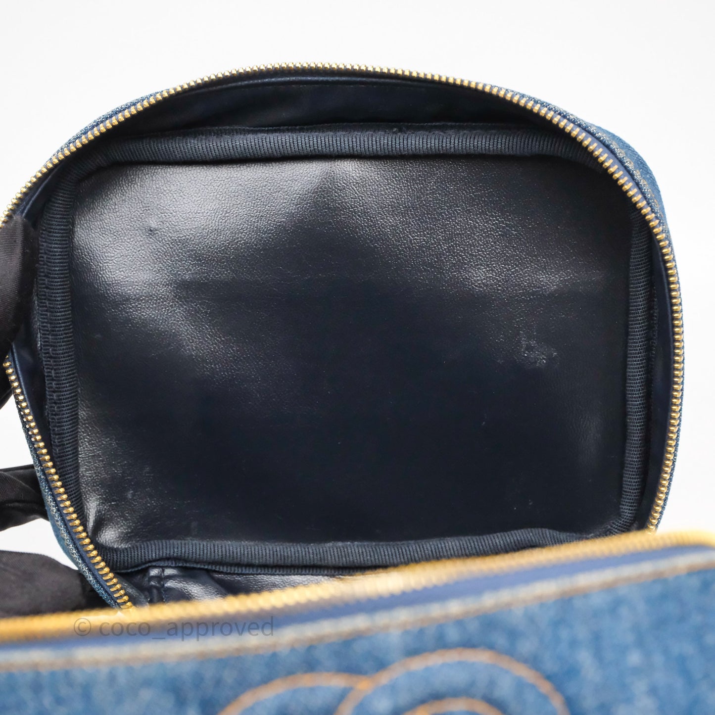 Chanel Vintage Vanity Case Denim Aged Gold Hardware