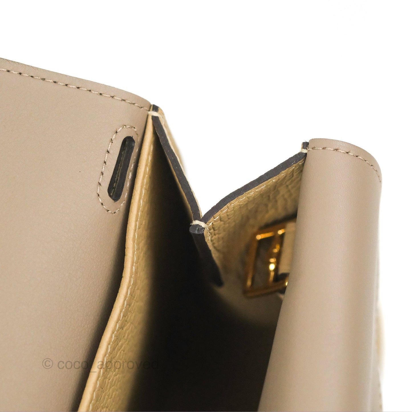 Hermès Halzan 25 Trench/Etoupe Clemence Gold Hardware