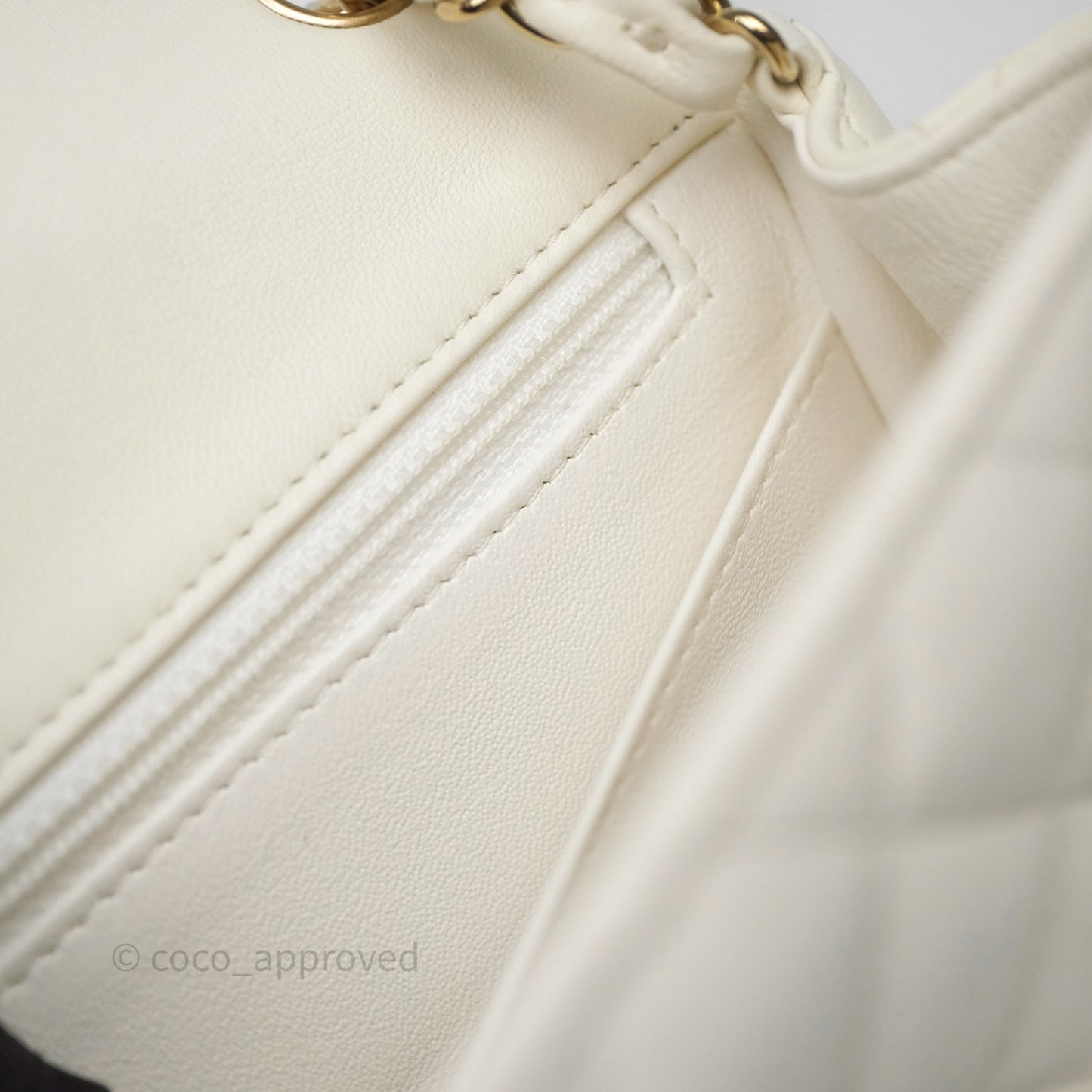 Chanel Quilted Mini Square White Lambskin Gold Hardware