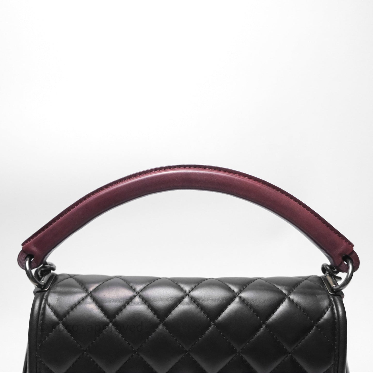 Chanel Quilted Large Prestige Top Handle Flap Calfskin Black Ruthenium Hardware