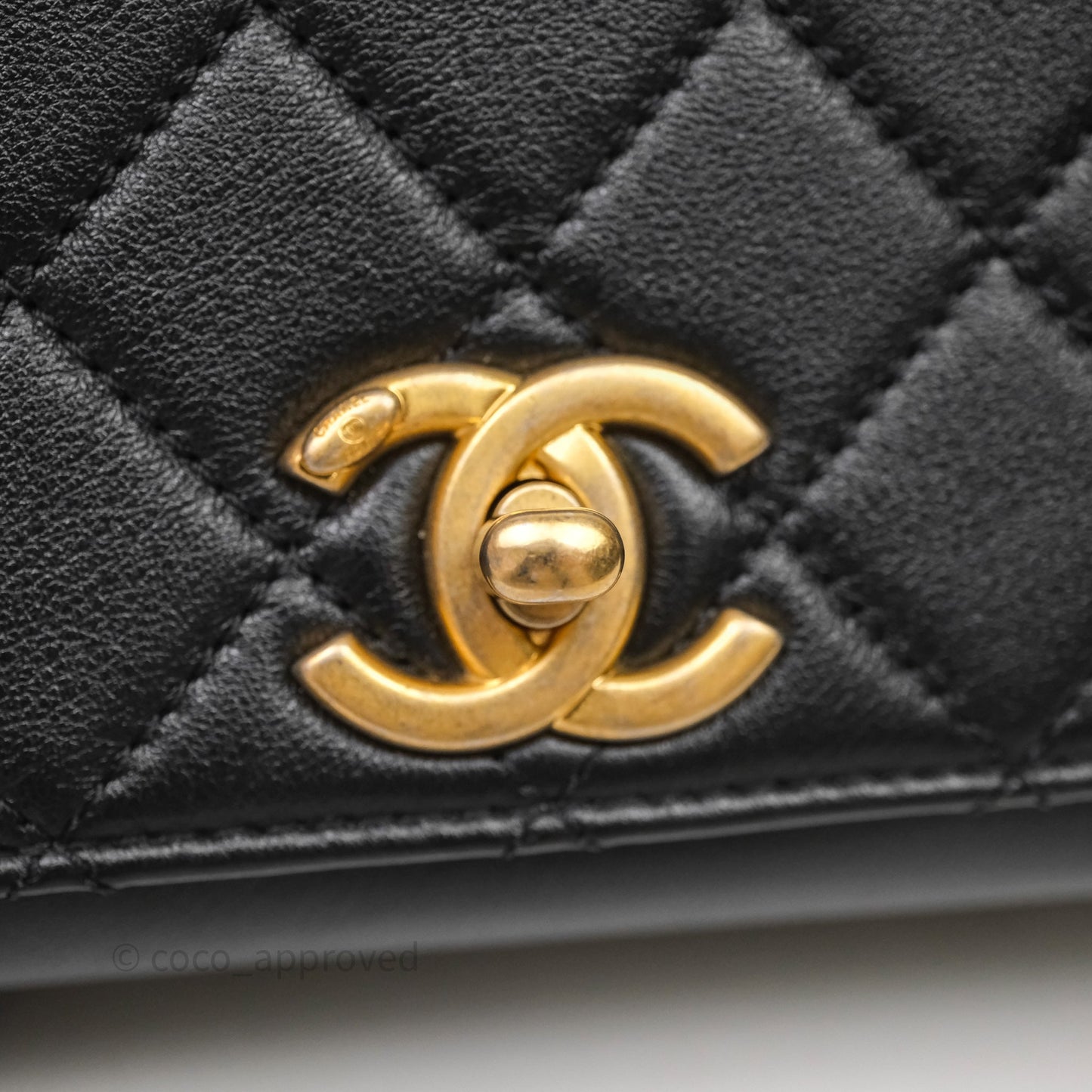 Chanel Pearl Chain Bag Black Calfskin Aged Gold Hardware