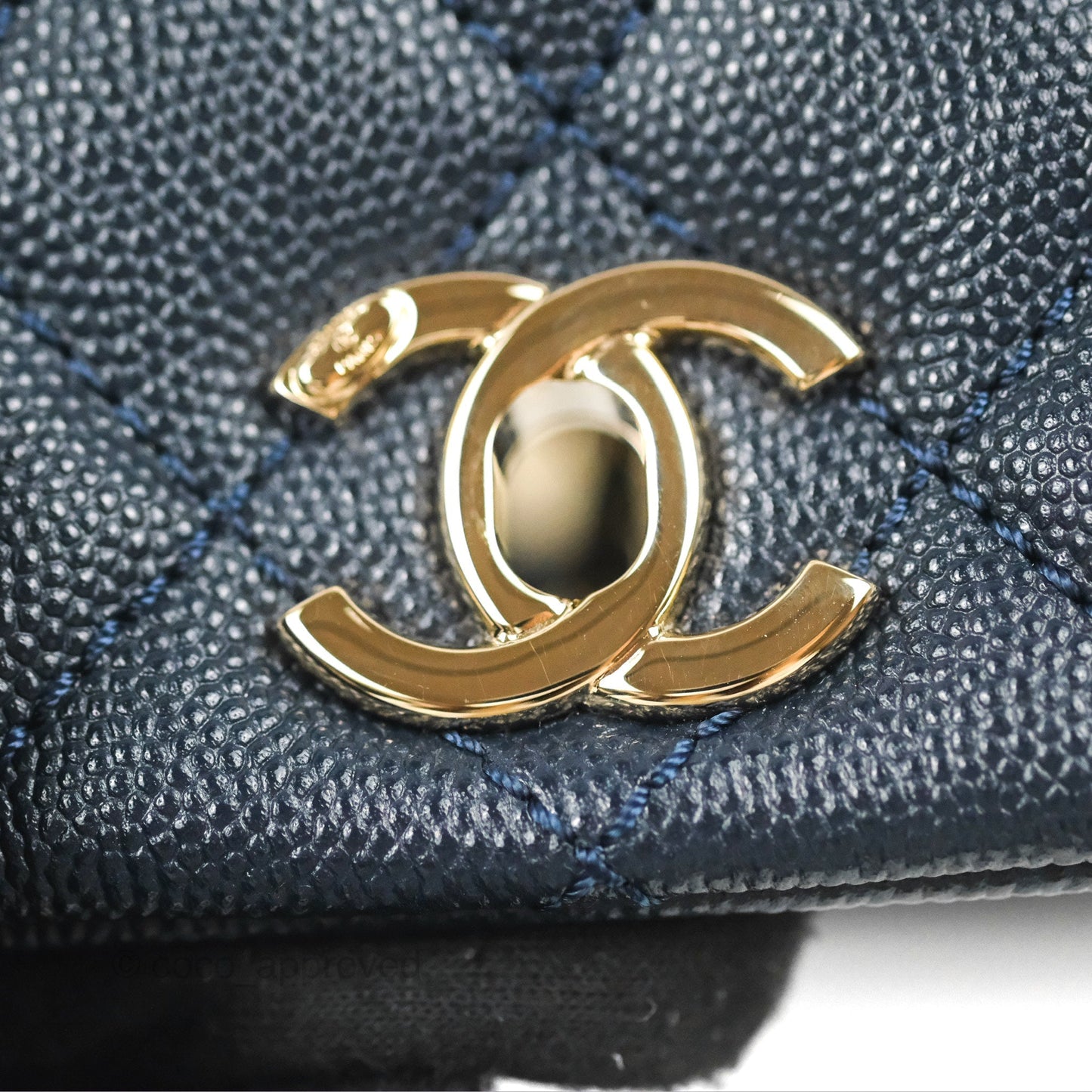 Chanel Mini Coco Handle Quilted Navy Caviar Gold Hardware