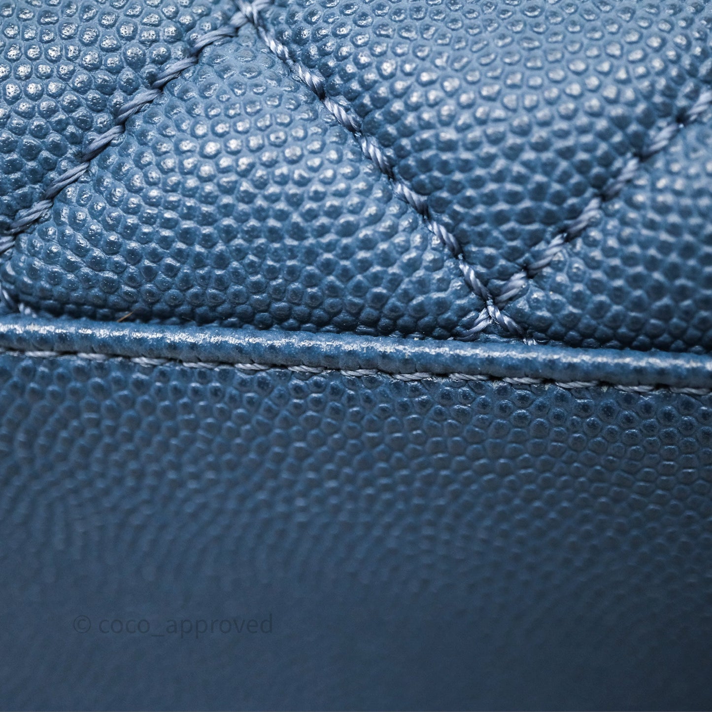 Chanel Medium Coco Handle Quilted Aged Caviar Dark Blue Ruthenium Hardware