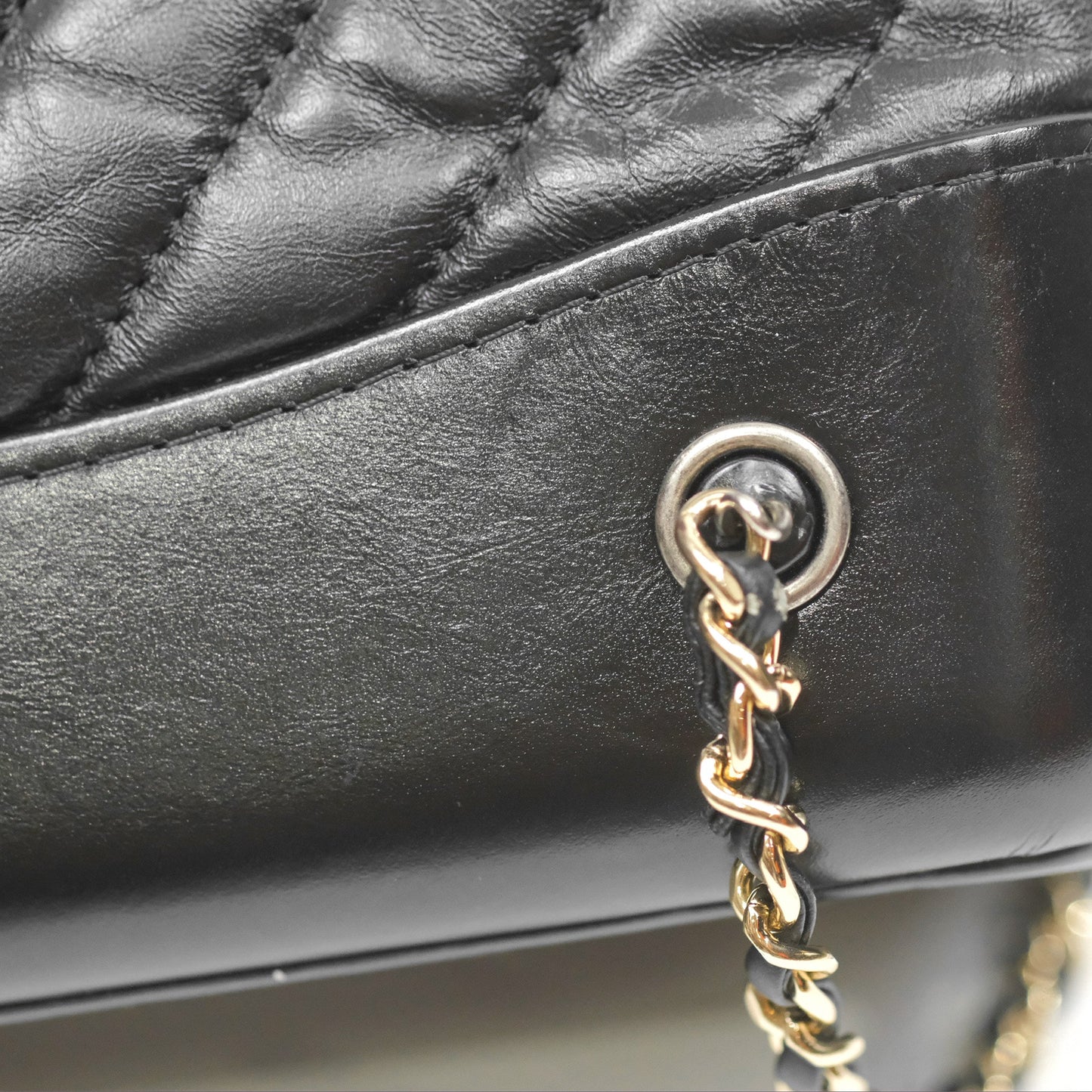 Chanel Medium Chevron Gabrielle Backpack Black Aged Calfskin
