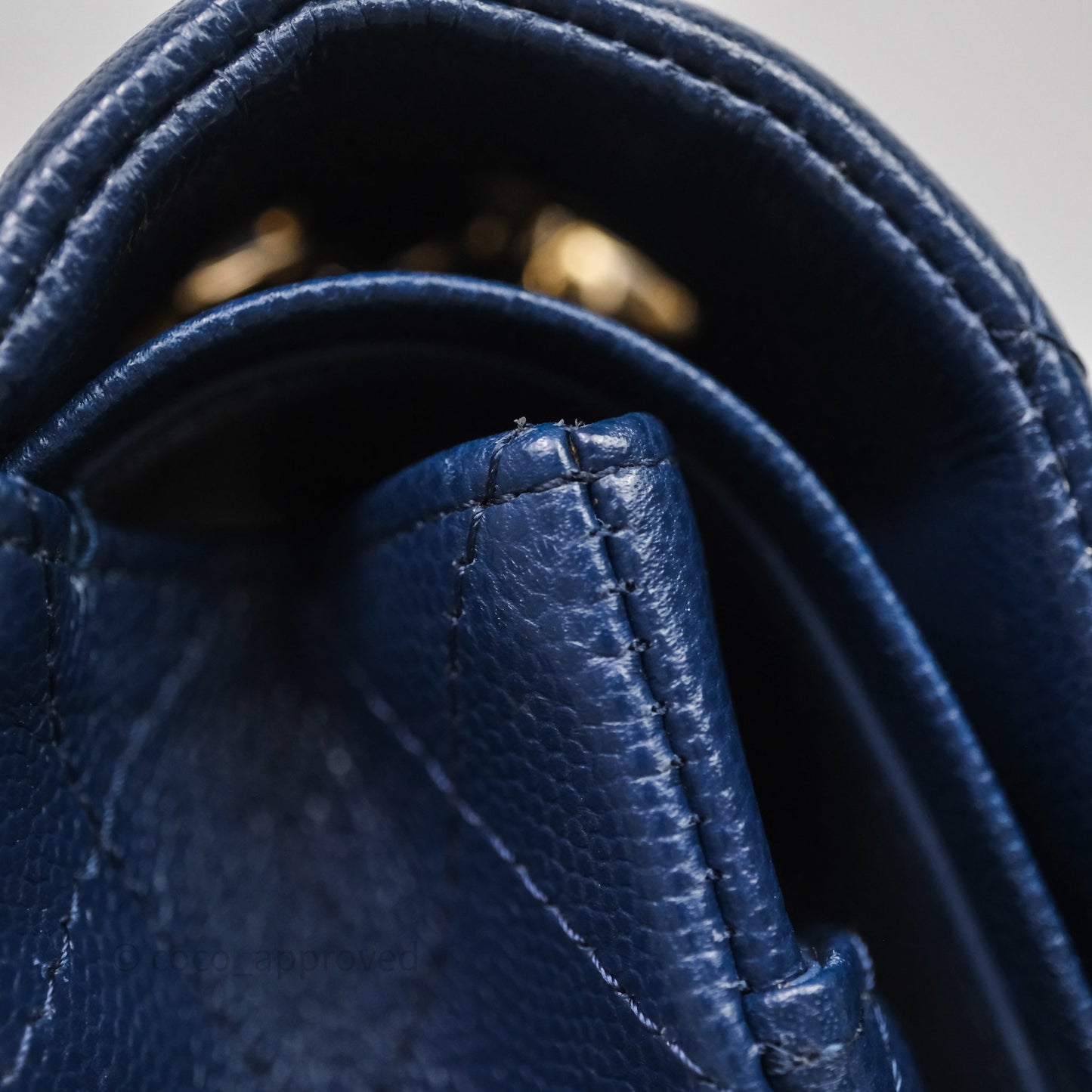 Chanel Medium Classic Flap Quilted Dark Blue Caviar Gold Hardware