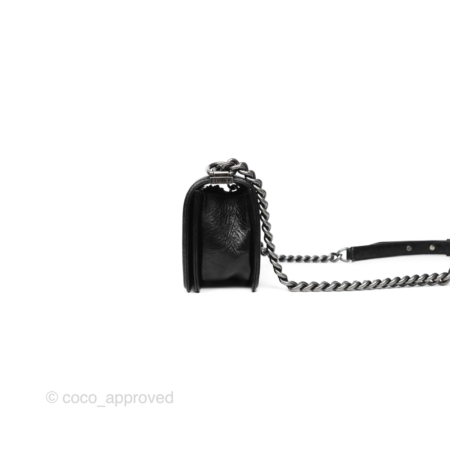 Chanel Small Chain Around Boy Quilted Black Aged Calfskin Ruthenium Hardware