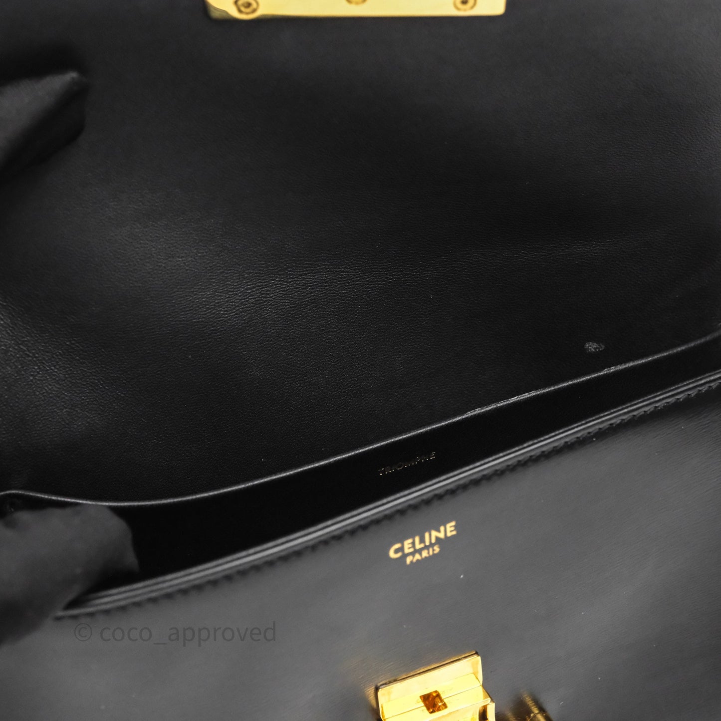 Celine Triomphe Shoulder Bag Black Calfskin