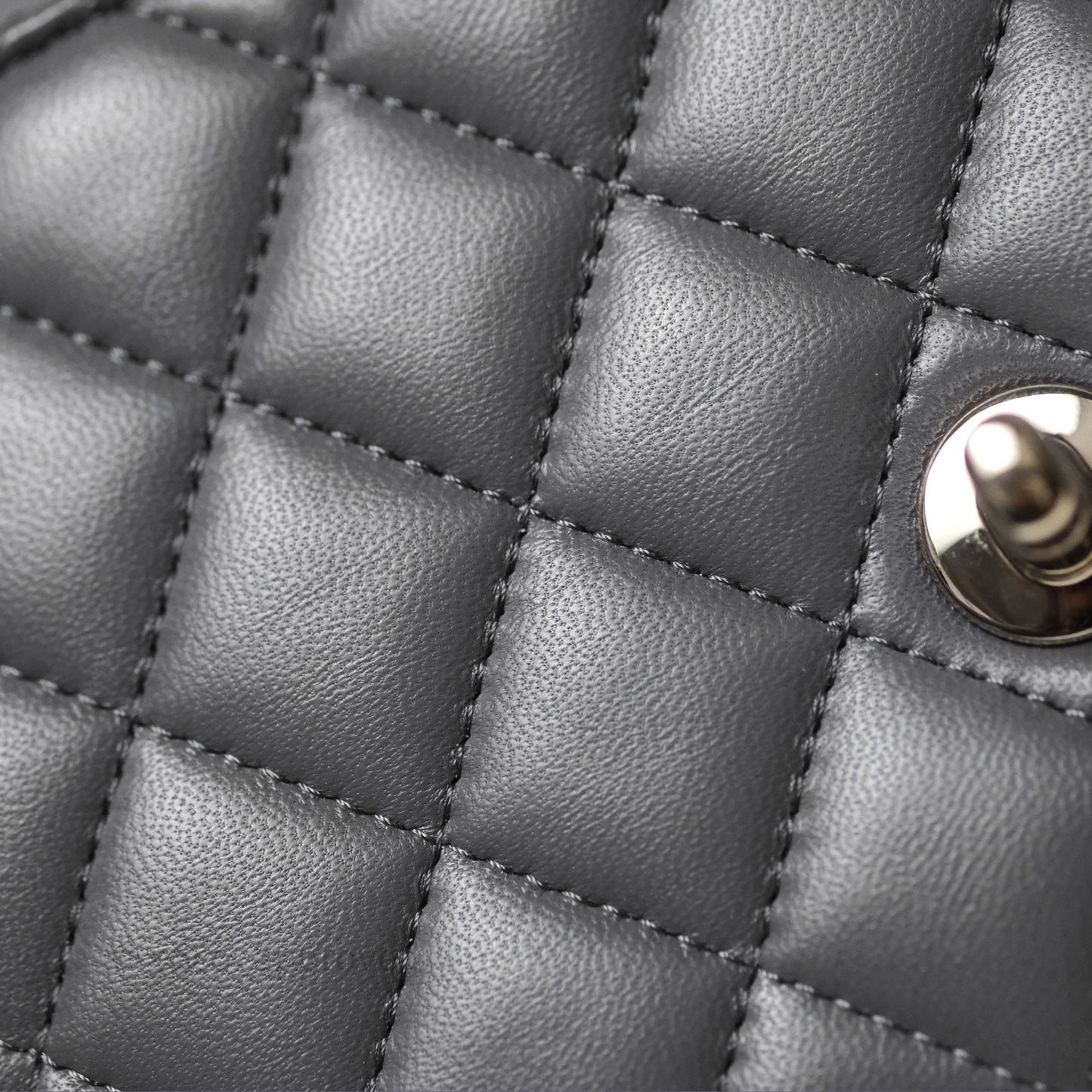 Chanel Top Handle Mini Rectangular Flap Grey Lambskin Gold Hardware