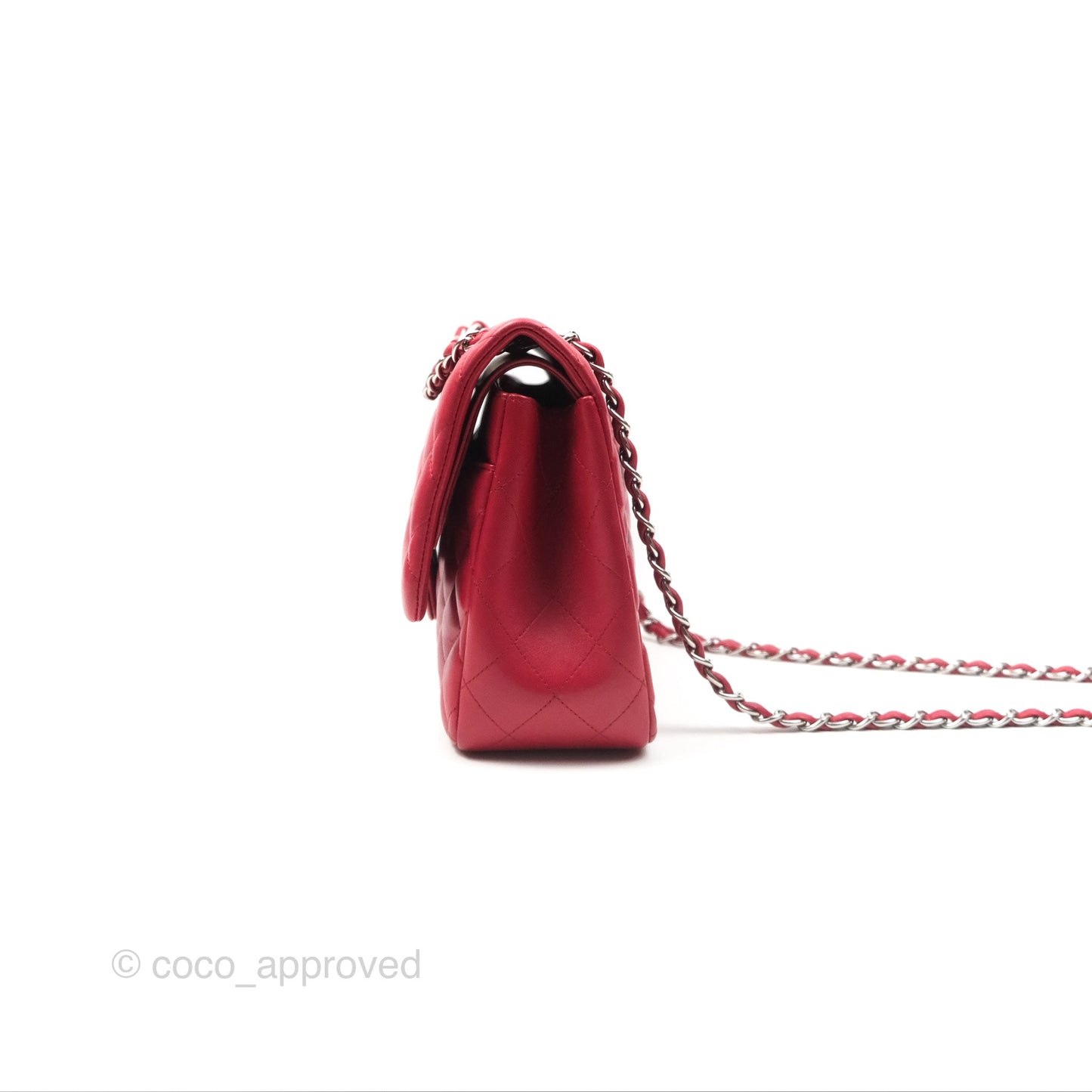 Chanel Jumbo Double Flap Red Lambskin Silver Hardware